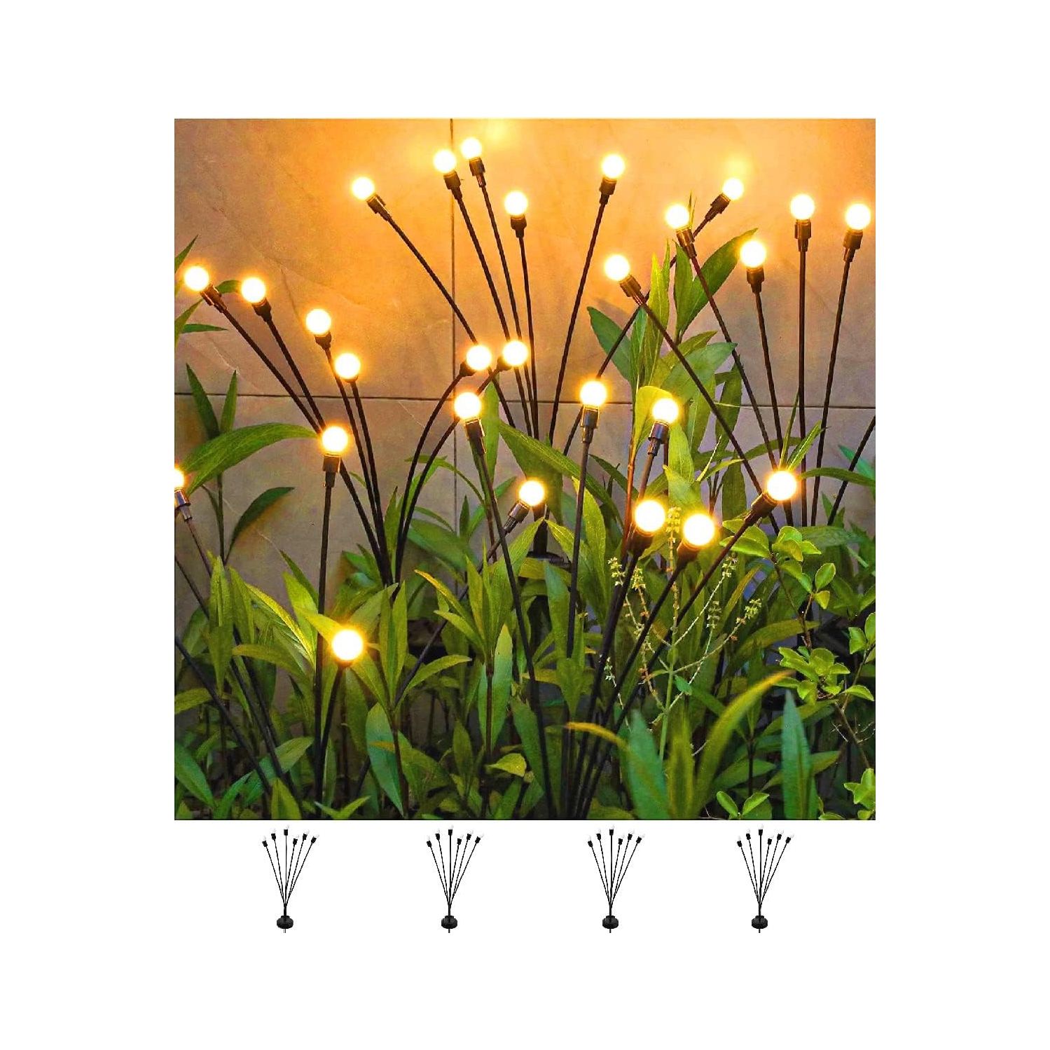 8 Count Solar Lights Outdoor Waterproof IPX5, Solar Garden Lights