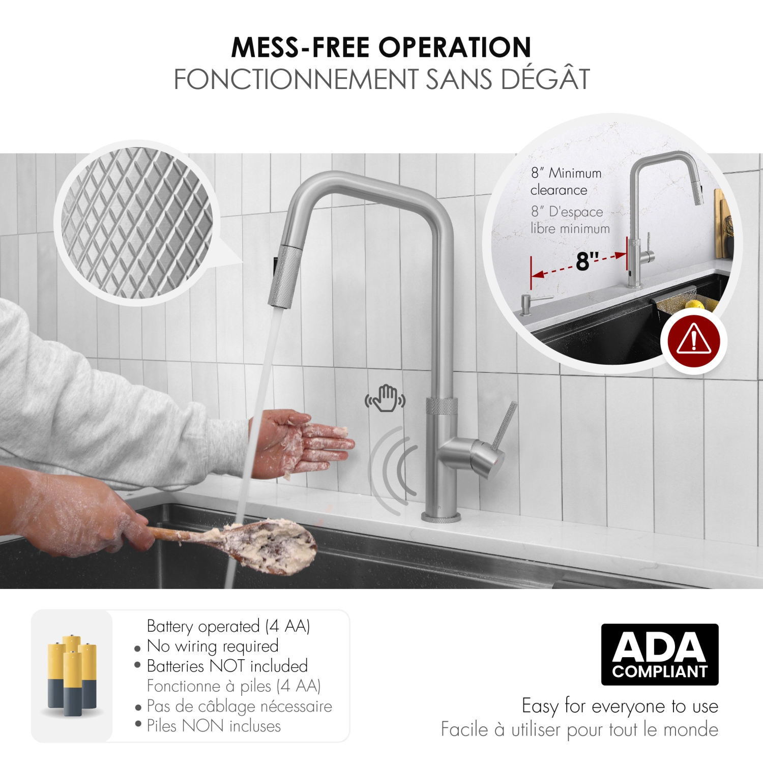 Single Handle Stainless Steel Pull Down Touchless Kitchen Faucet K-150SM