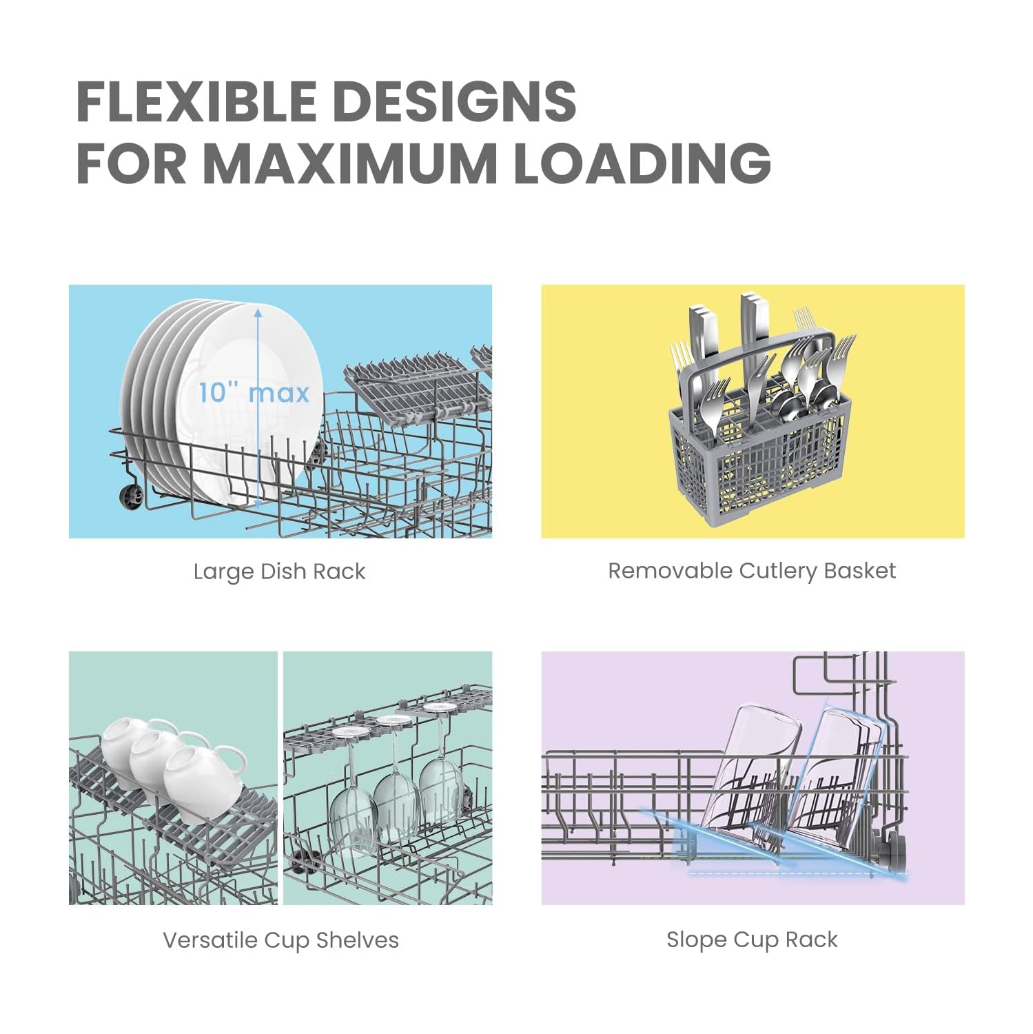 Lave-vaisselle de comptoir COMFEE, lave-vaisselle mobile Energy Star, capacité de 6 couverts et mini-lave-vaisselle avec 8 programmes de lavage