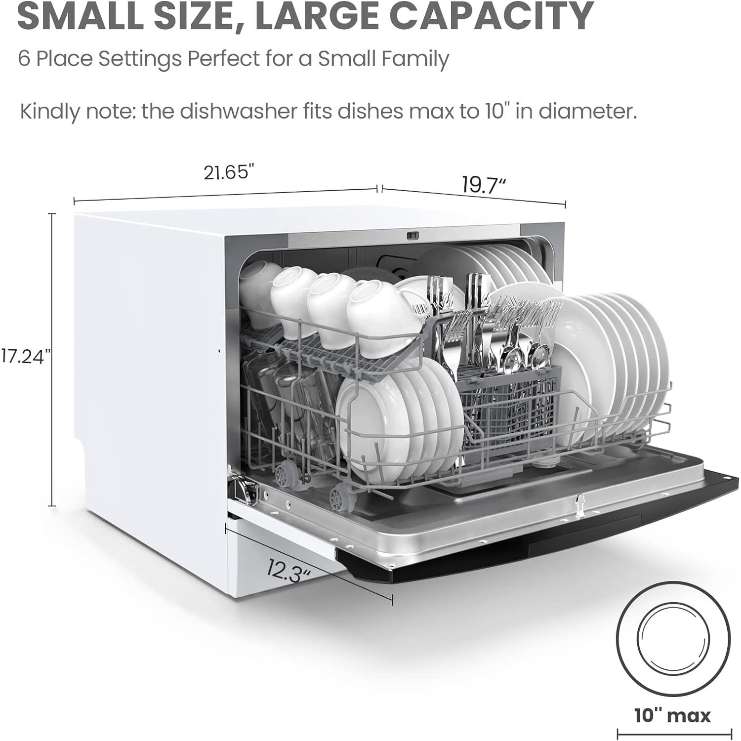 Lave-vaisselle de comptoir COMFEE, lave-vaisselle mobile Energy Star, capacité de 6 couverts et mini-lave-vaisselle avec 8 programmes de lavage