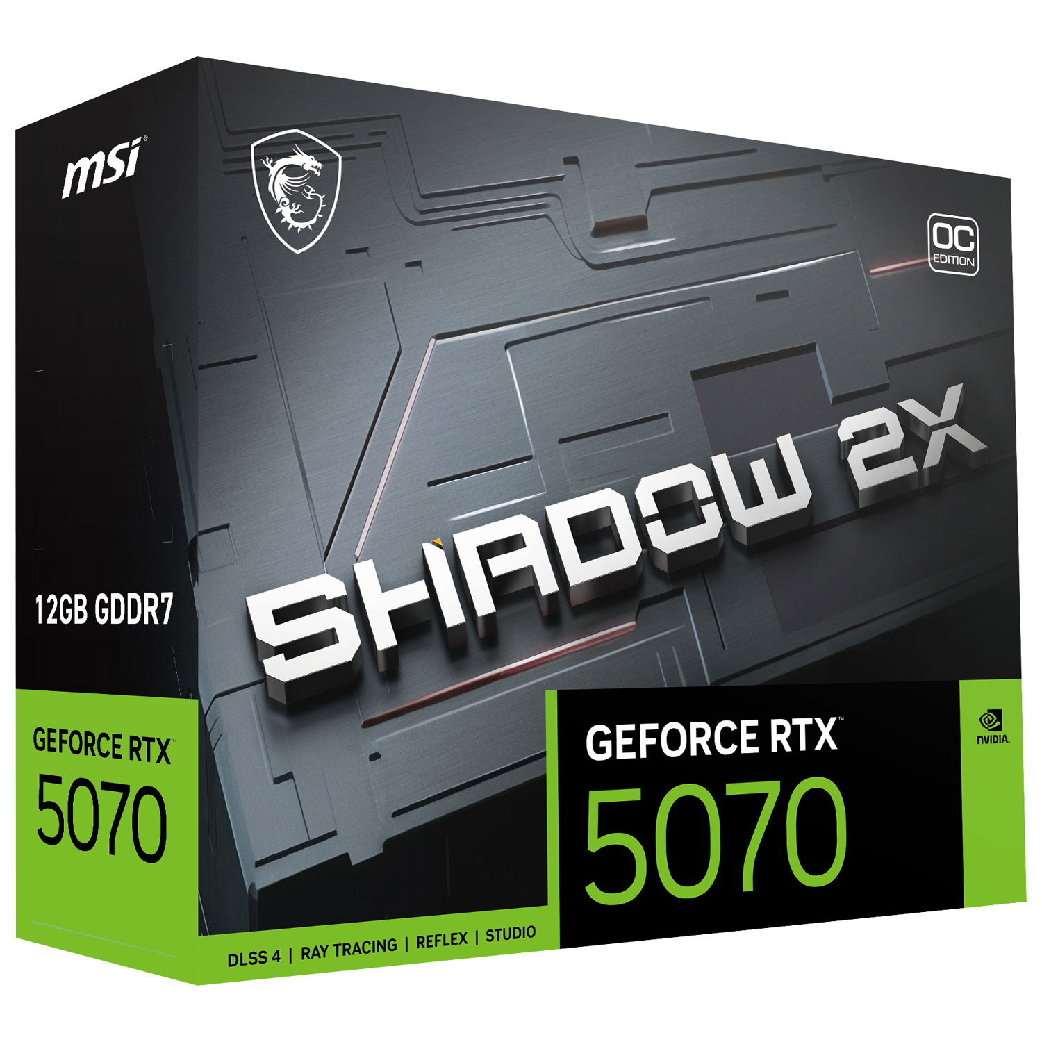 Carte graphique GeForce RTX 5070 Shadow 2X OC GDDR7 de 12 Go de MSI