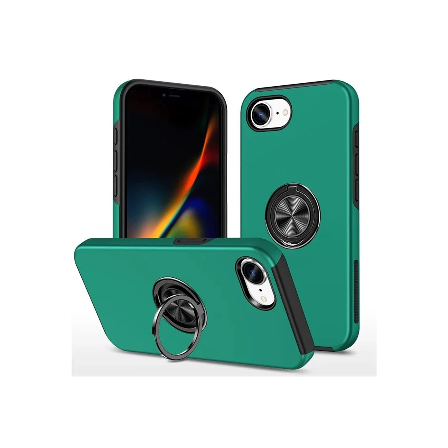 [CS] Étui magnétique hybride avec anneau invisible pour iPhone 16e, vert