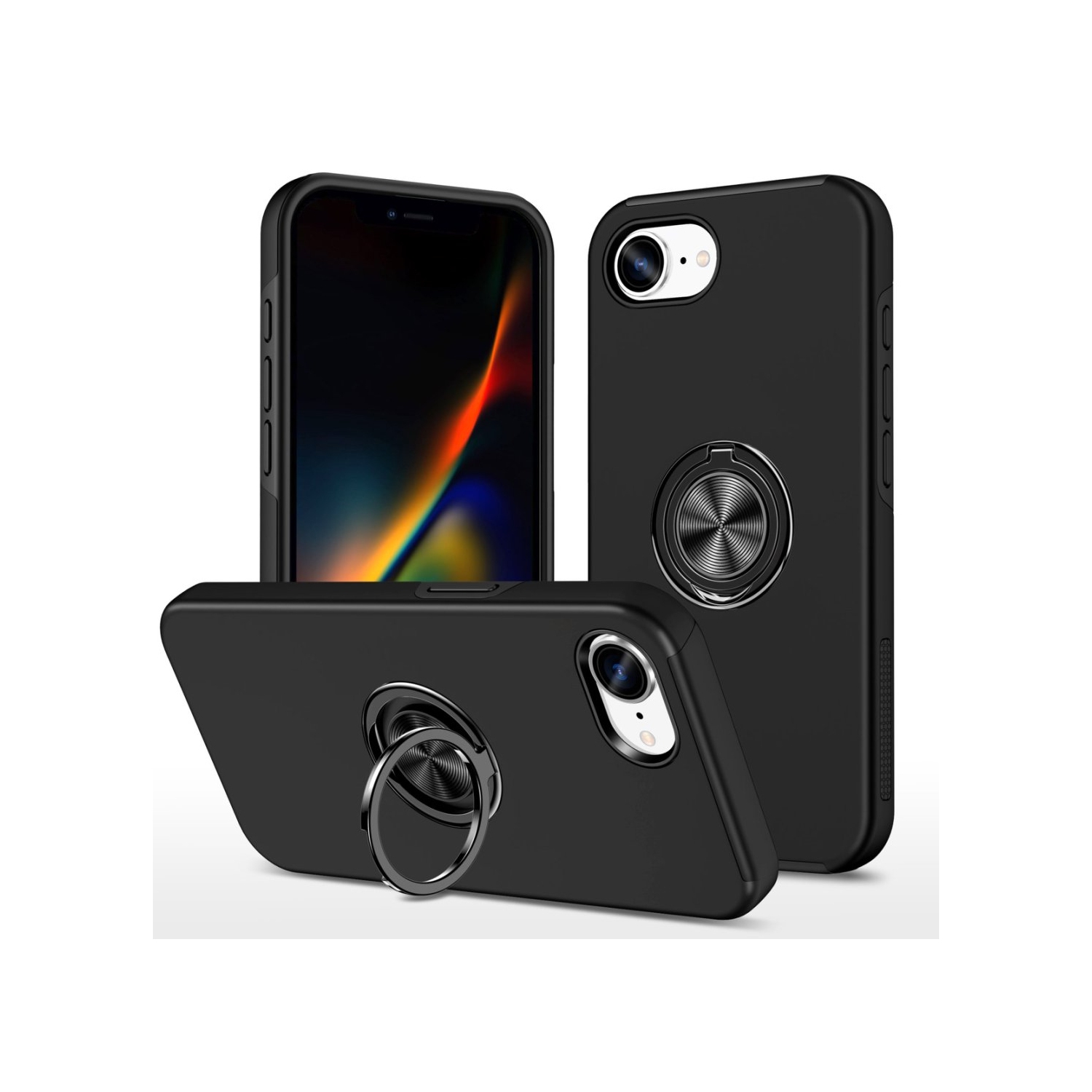 [CS] Étui magnétique hybride avec anneau invisible pour iPhone 16e, noir
