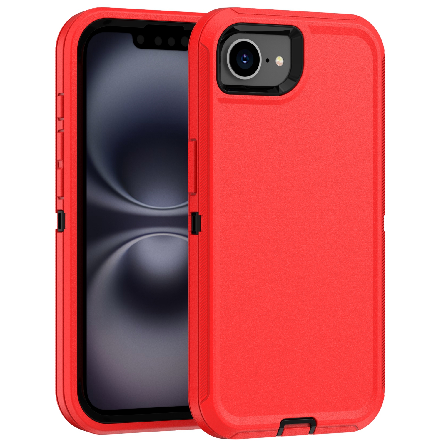 [CS] Étui rigide robuste et antichoc Triple 3 couches Defender pour iPhone 16e, rouge