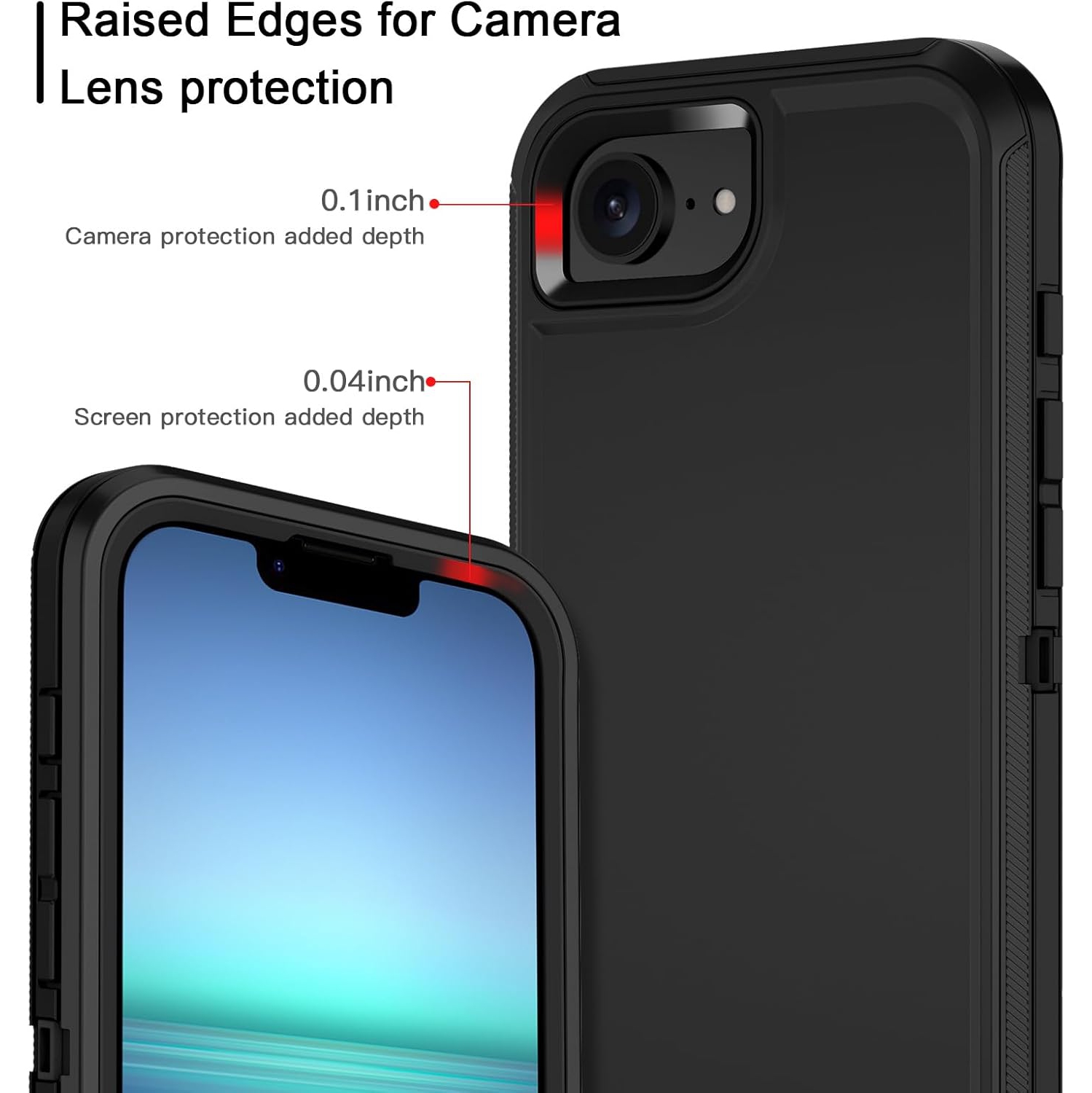 [CS] Étui rigide robuste et antichoc Triple 3 couches Defender pour iPhone 16e, rouge