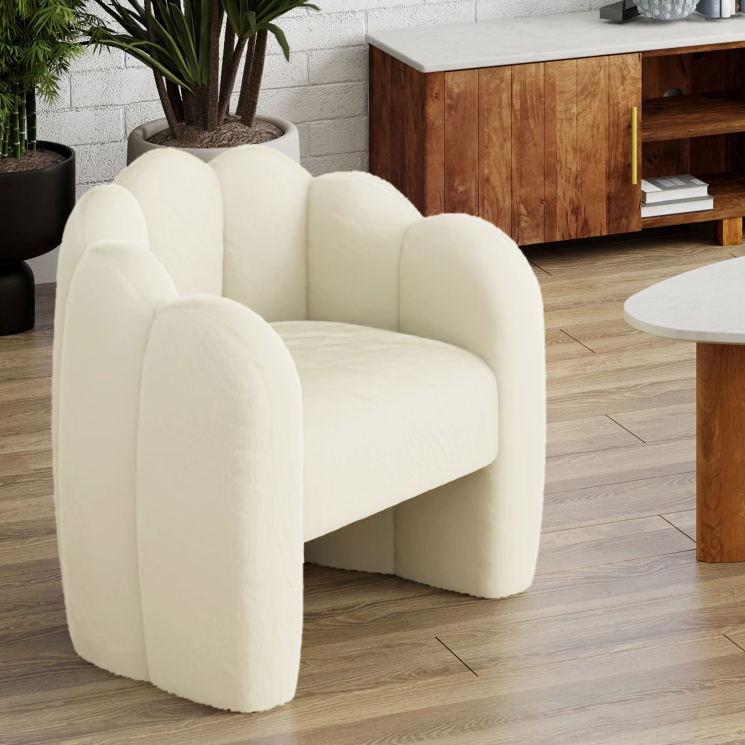 Inspire Fabric Accent Chair - Ivory