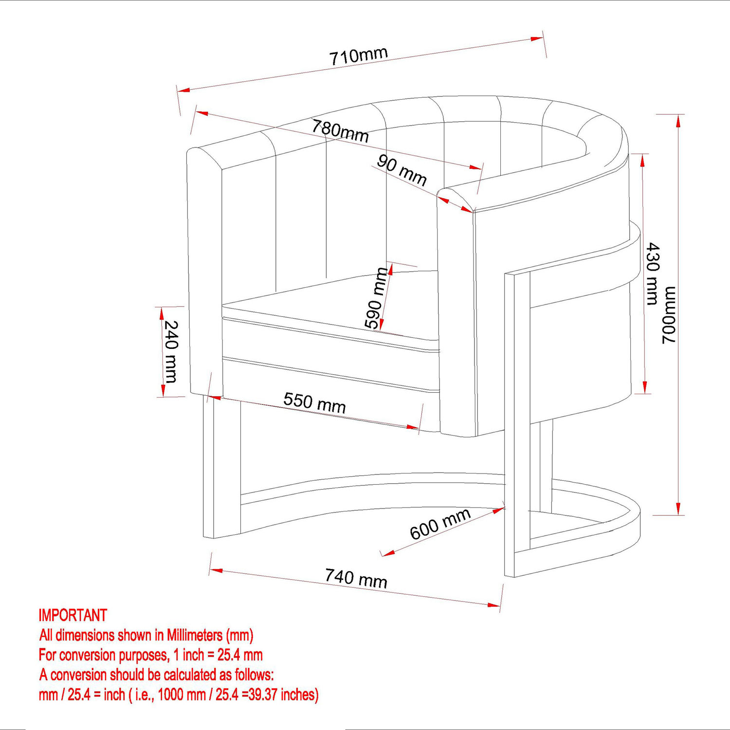 Inspire Contemporary Boucle Fabric Accent Chair - Ivory