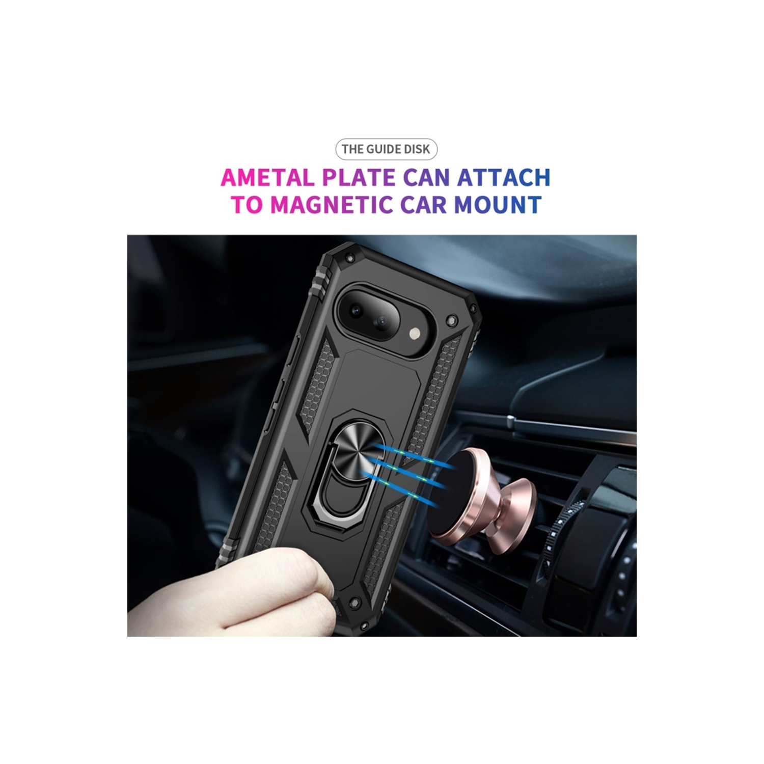 [CS] Étui rigide magnétique hybride anti-chute avec support pour anneau pour Google Pixel 9&nbsp;A, vert minuit