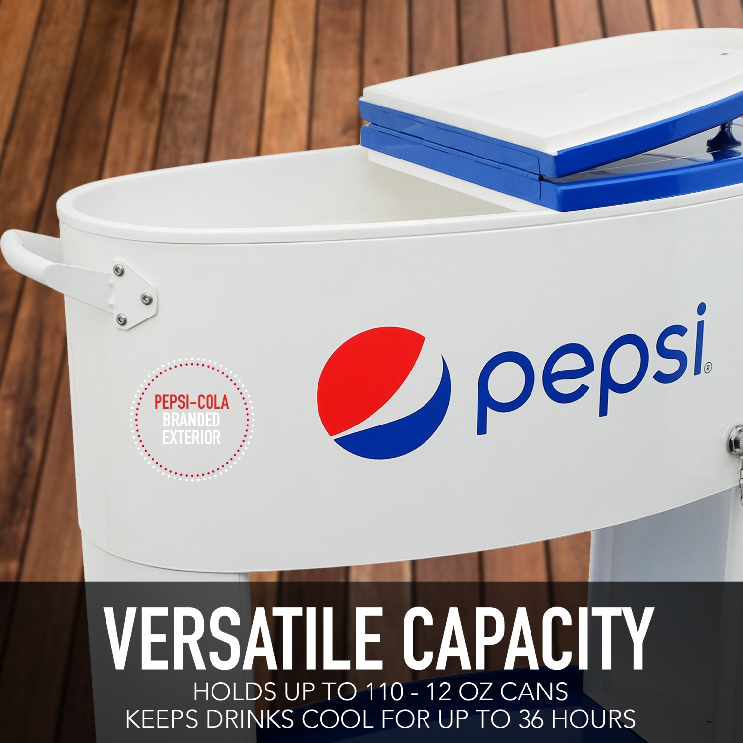 Permasteel -- 80QT Oval PEPSI Patio Cooler - WHITE