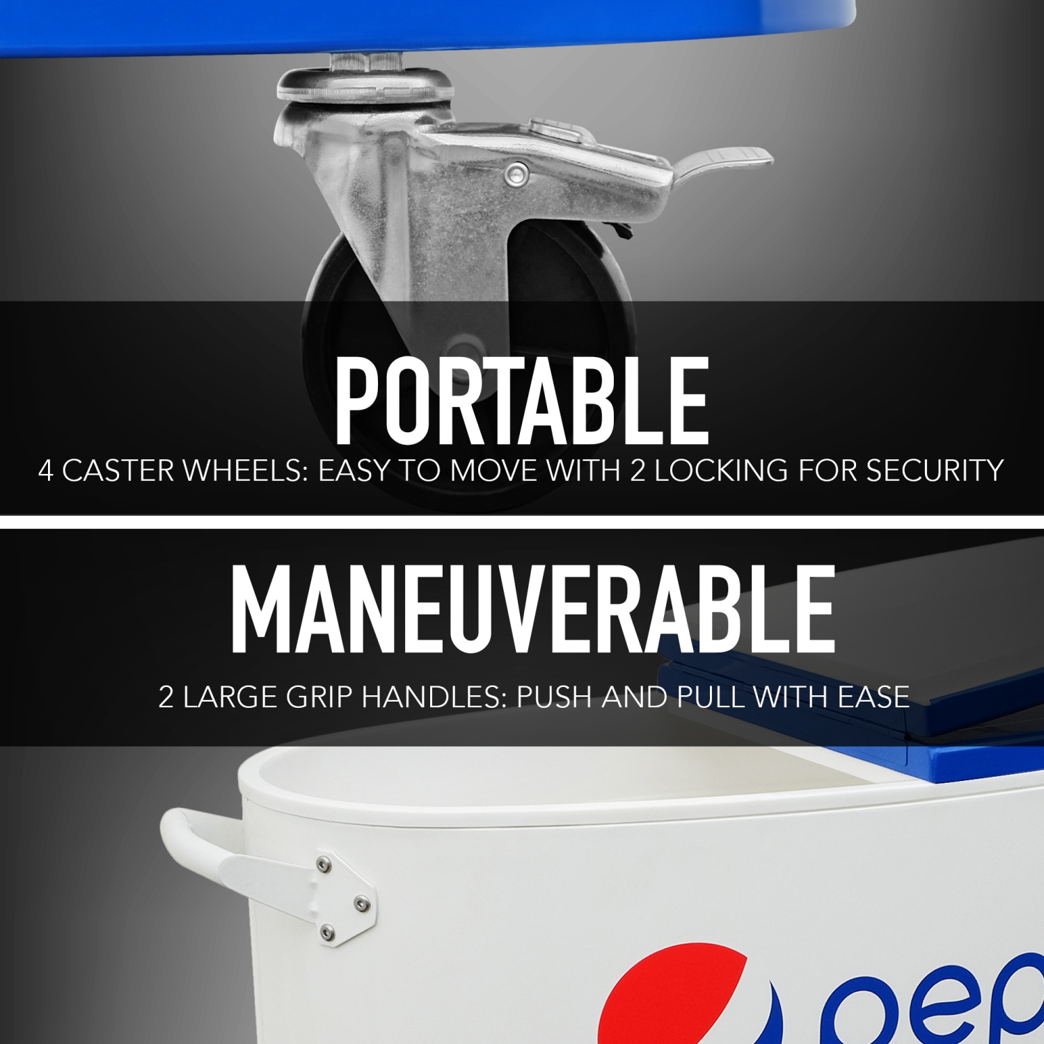 Permasteel -- 80QT Oval PEPSI Patio Cooler - WHITE