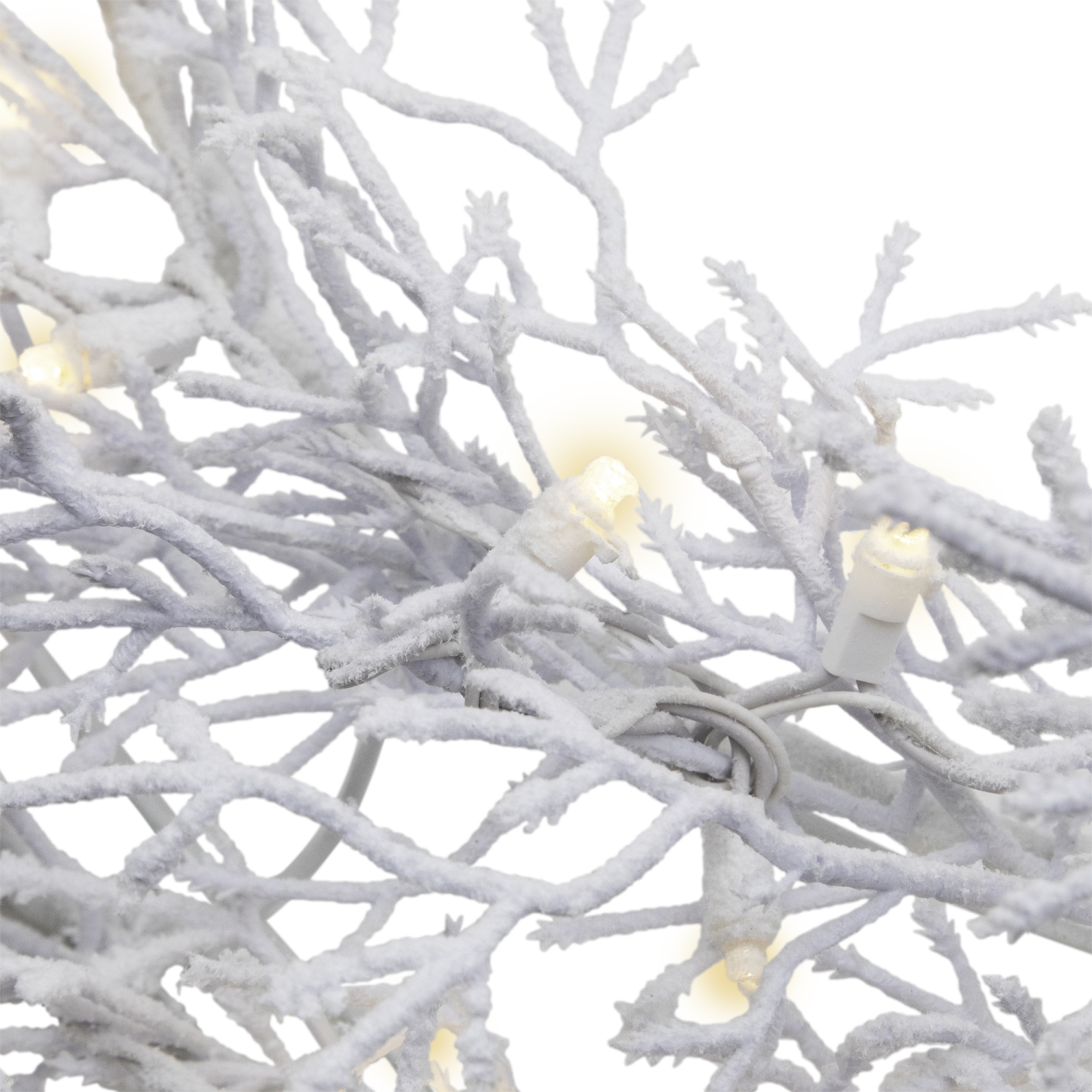 Pre-Lit Flocked Twig Artificial Christmas Wreath - 30" - LED Warm White Lights