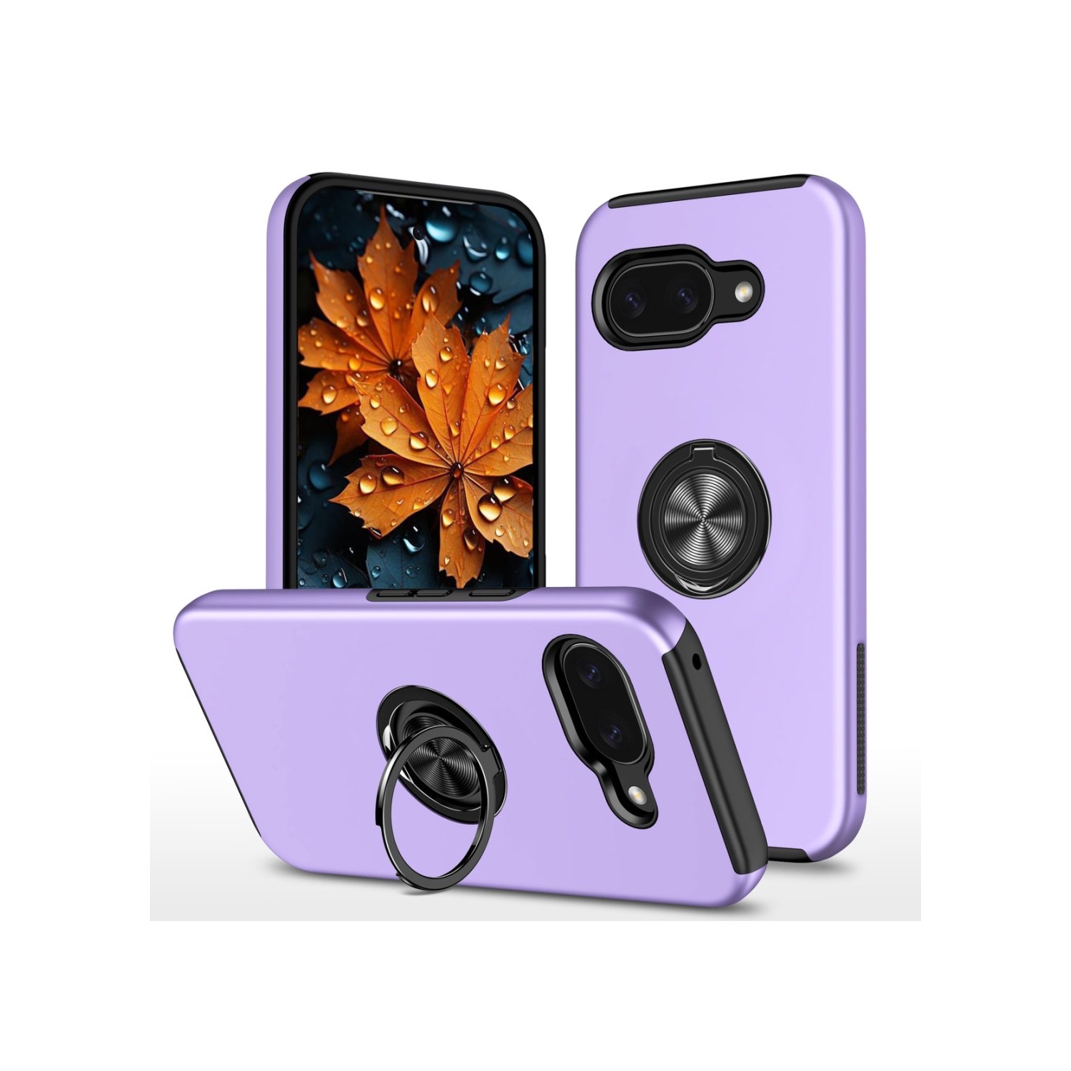 [CS] Hybrid Magnetic Kickstand Invisible Ring Case Cover for Google Pixel 9A, Purple