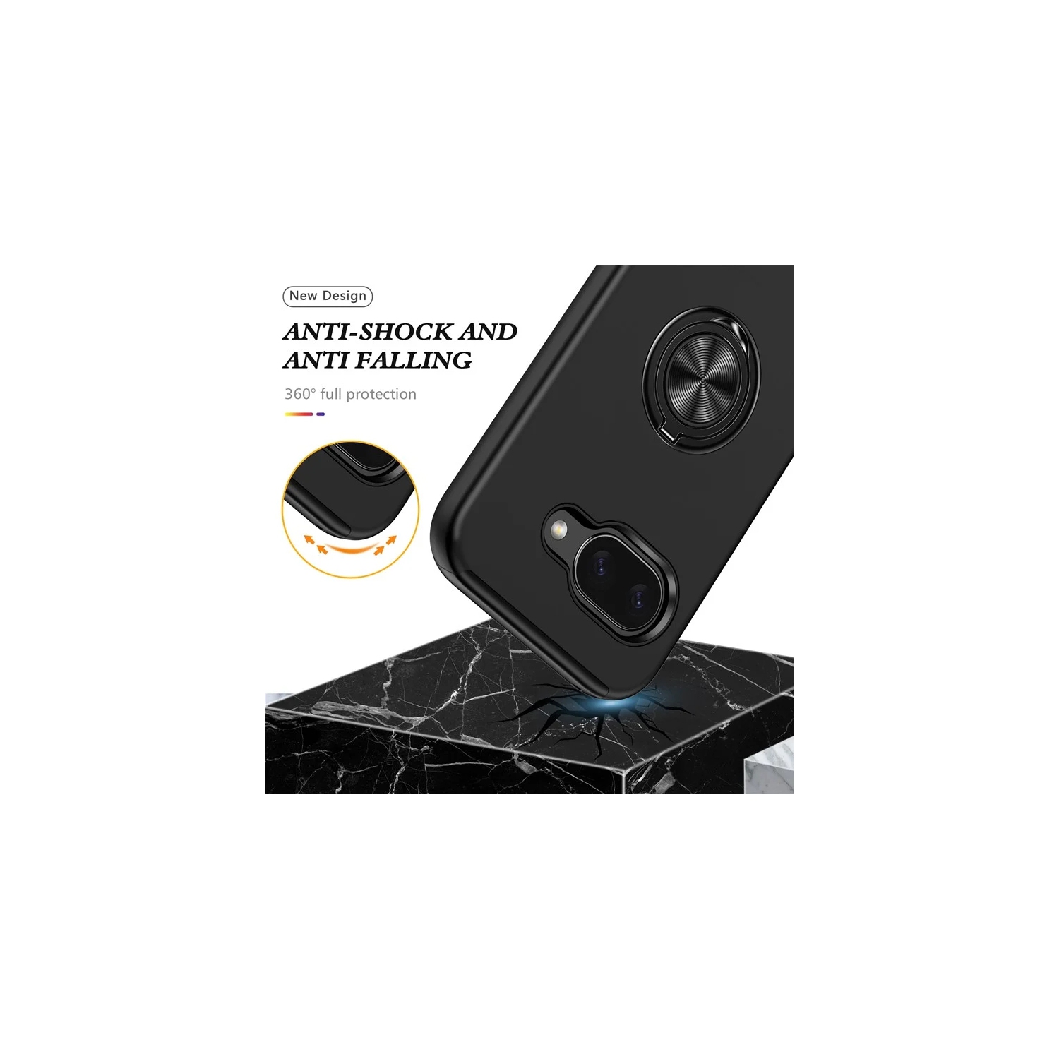 [CS] Hybrid Magnetic Kickstand Invisible Ring Case Cover for Google Pixel 9A, Midnight Green