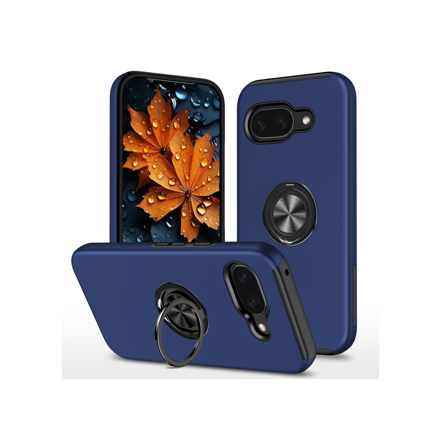 [CS] Hybrid Magnetic Kickstand Invisible Ring Case Cover for Google Pixel 9A, Navy