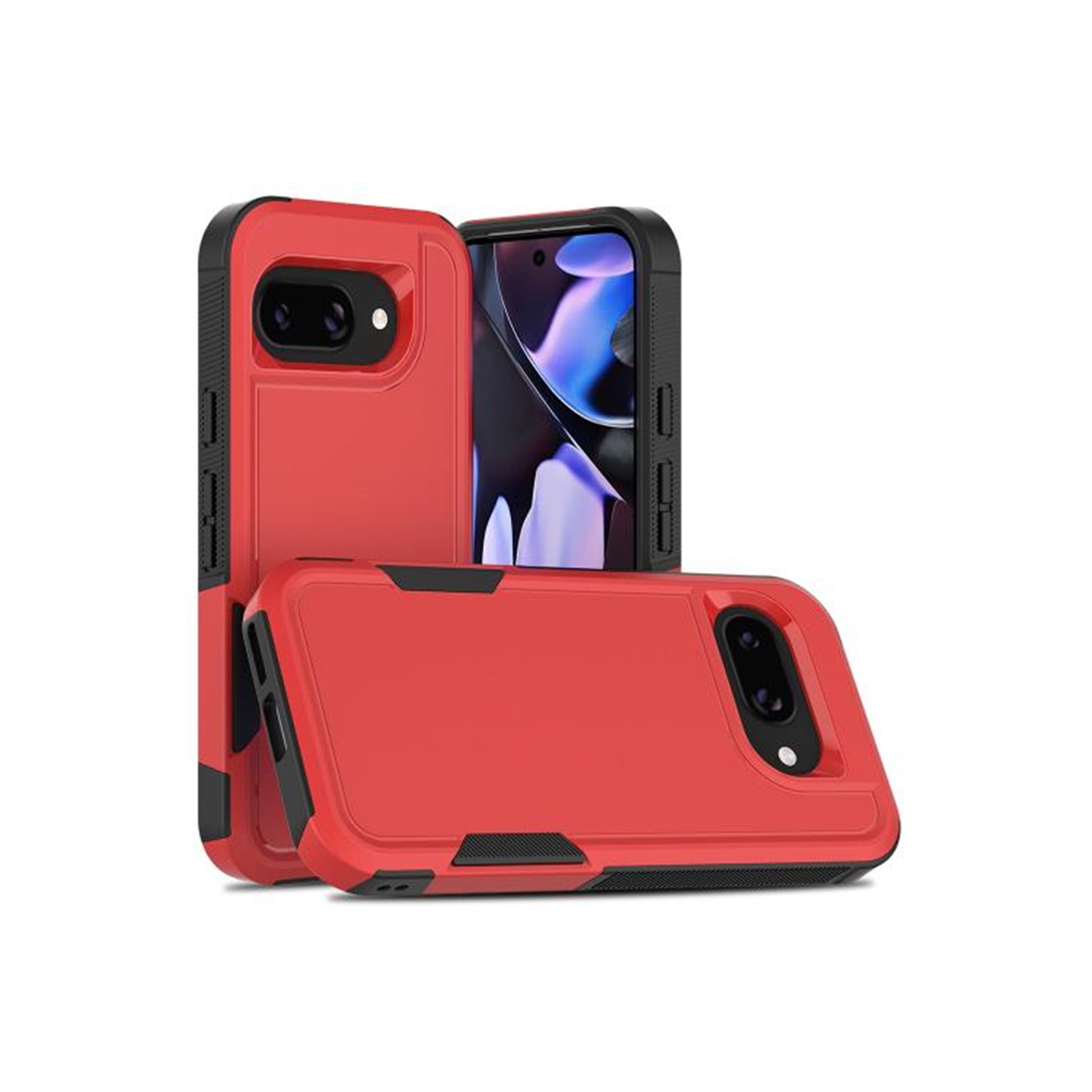 [CS] Étui rigide double couche robuste en caoutchouc avec pare-chocs pour Google Pixel 9&nbsp;A, rouge
