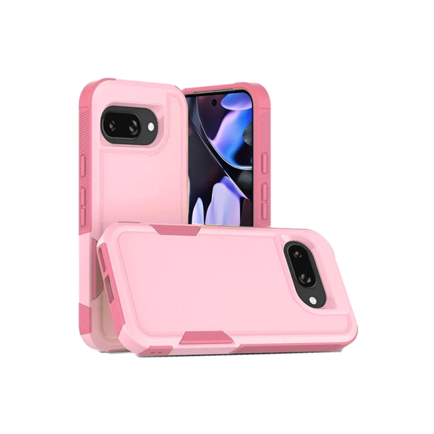 [CS] Étui rigide double couche robuste en caoutchouc avec pare-chocs pour Google Pixel 9&nbsp;A, rose pâle