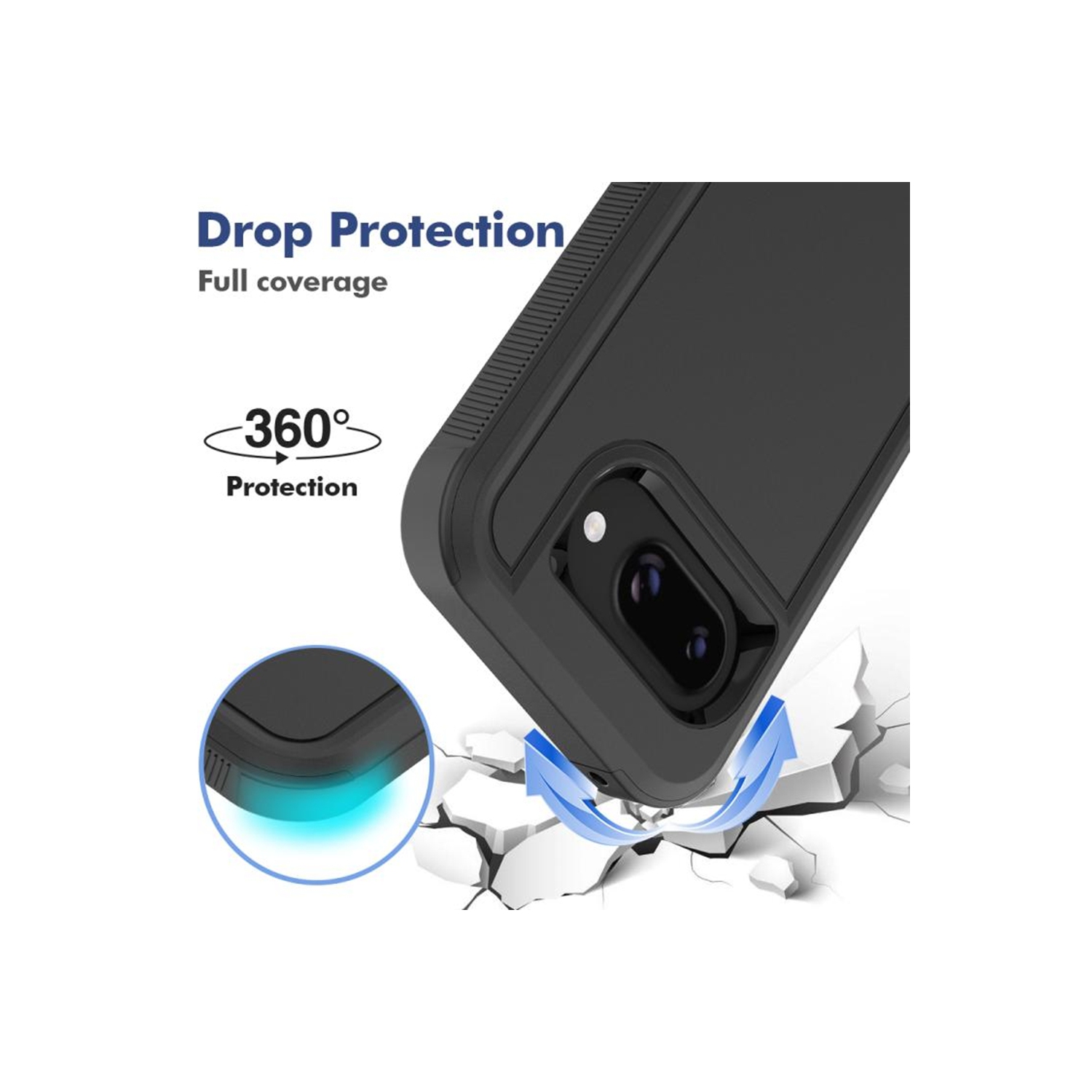 [CS] Étui rigide double couche robuste en caoutchouc avec pare-chocs pour Google Pixel 9&nbsp;A, sarcelle