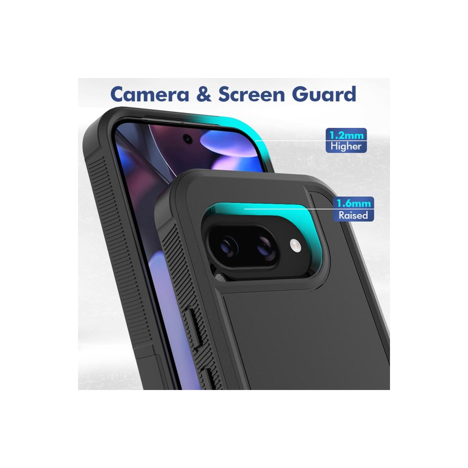 [CS] Étui rigide à double couche avec protection en caoutchouc robuste pour Google Pixel 9&nbsp;A, noir