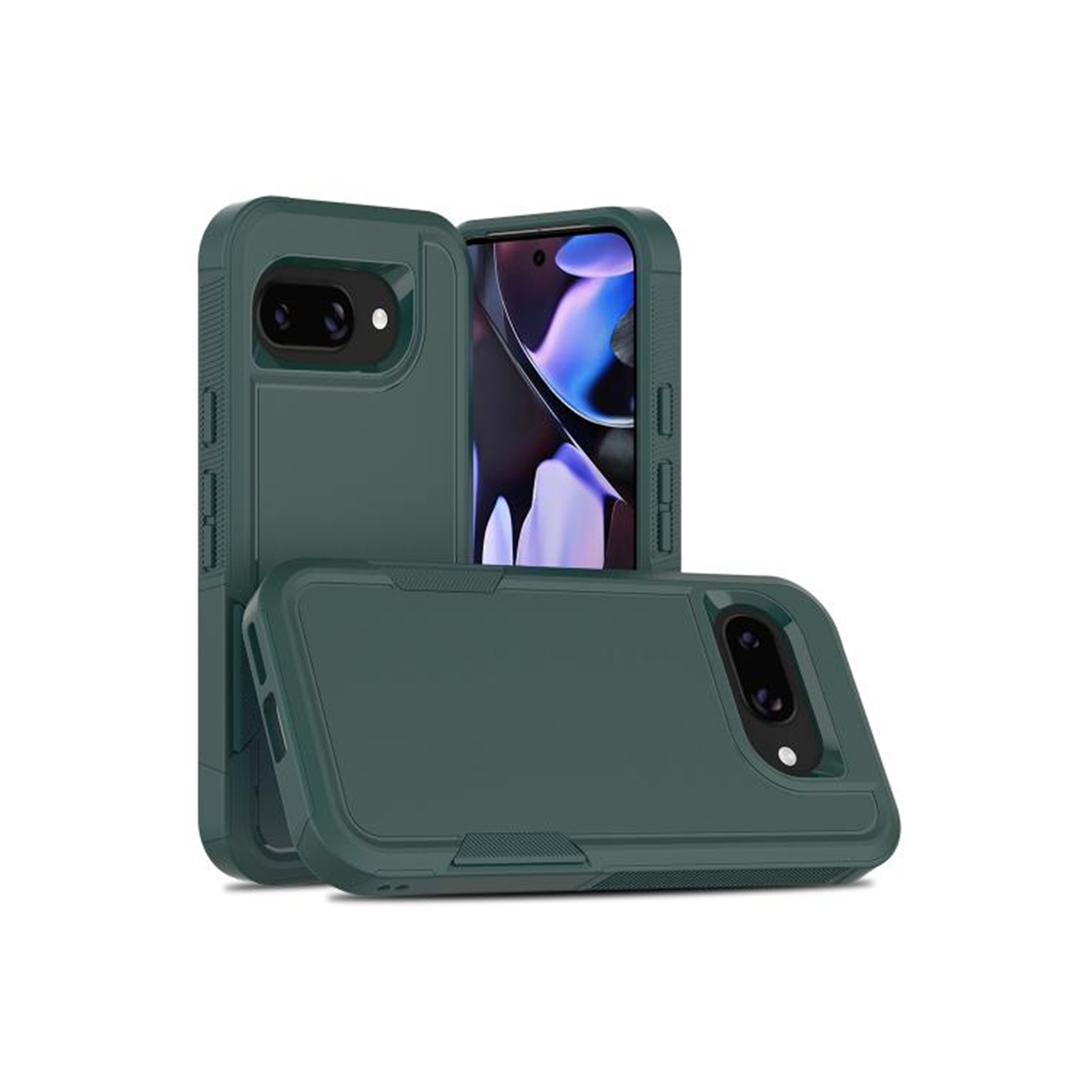 [CS] Étui rigide double couche robuste en caoutchouc avec pare-chocs pour Google Pixel 9&nbsp;A, vert minuit