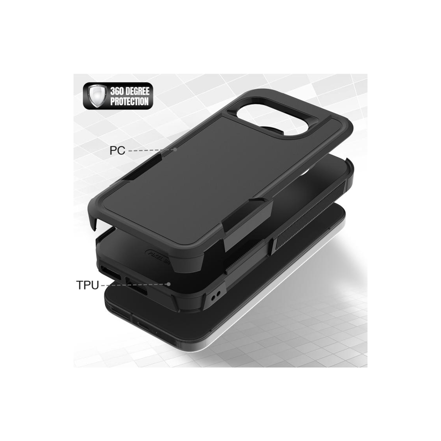 [CS] Étui rigide double couche robuste en caoutchouc avec pare-chocs pour Google Pixel 9&nbsp;A, vert minuit