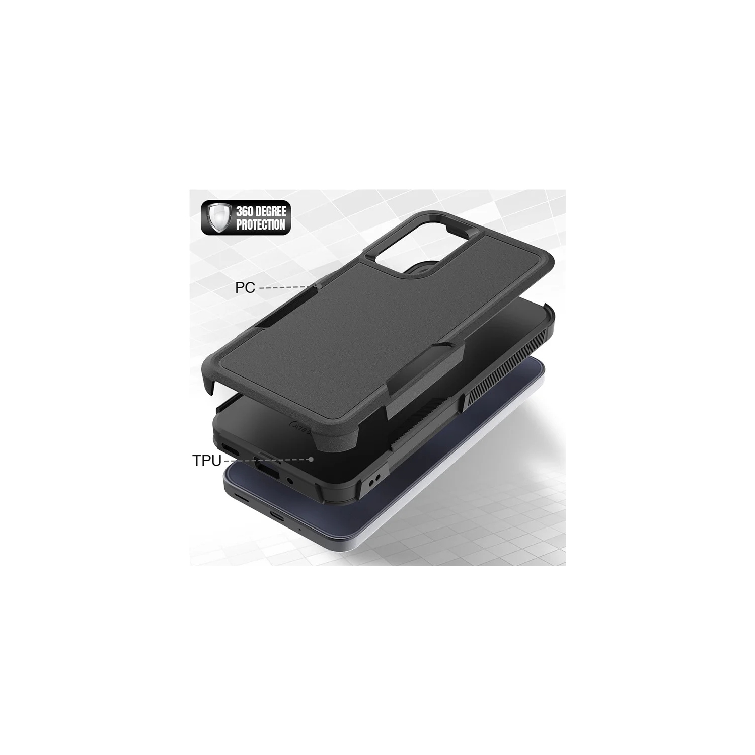 [CS] Étui rigide à double couche avec protection en caoutchouc robuste pour Samsung Galaxy A36/A56, rouge