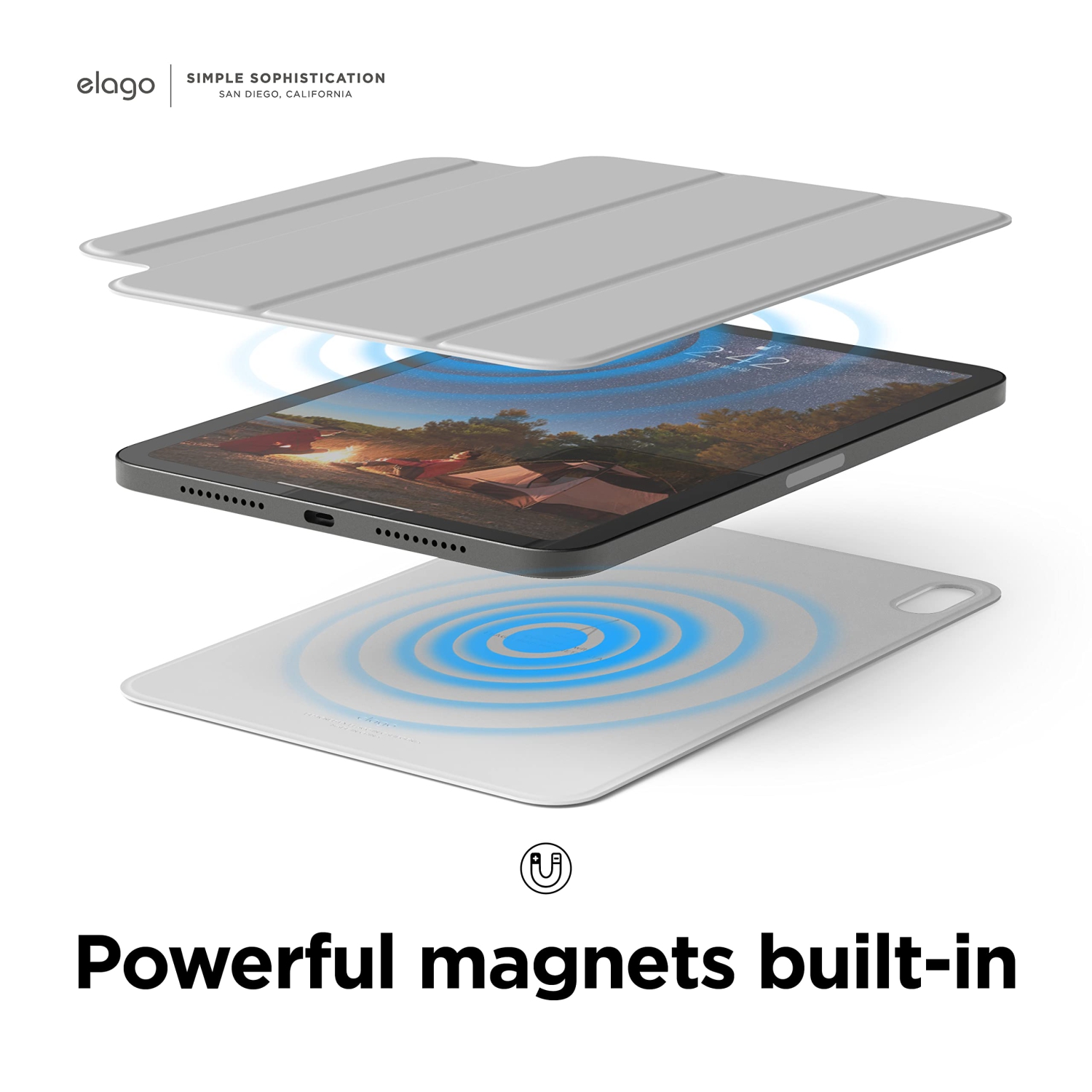 elago Case for iPad Mini A17 Pro, 6th Generation - iPad Case with Magnetic Attachment to Metal Materials, Compatible with Apple iPad Pencil and