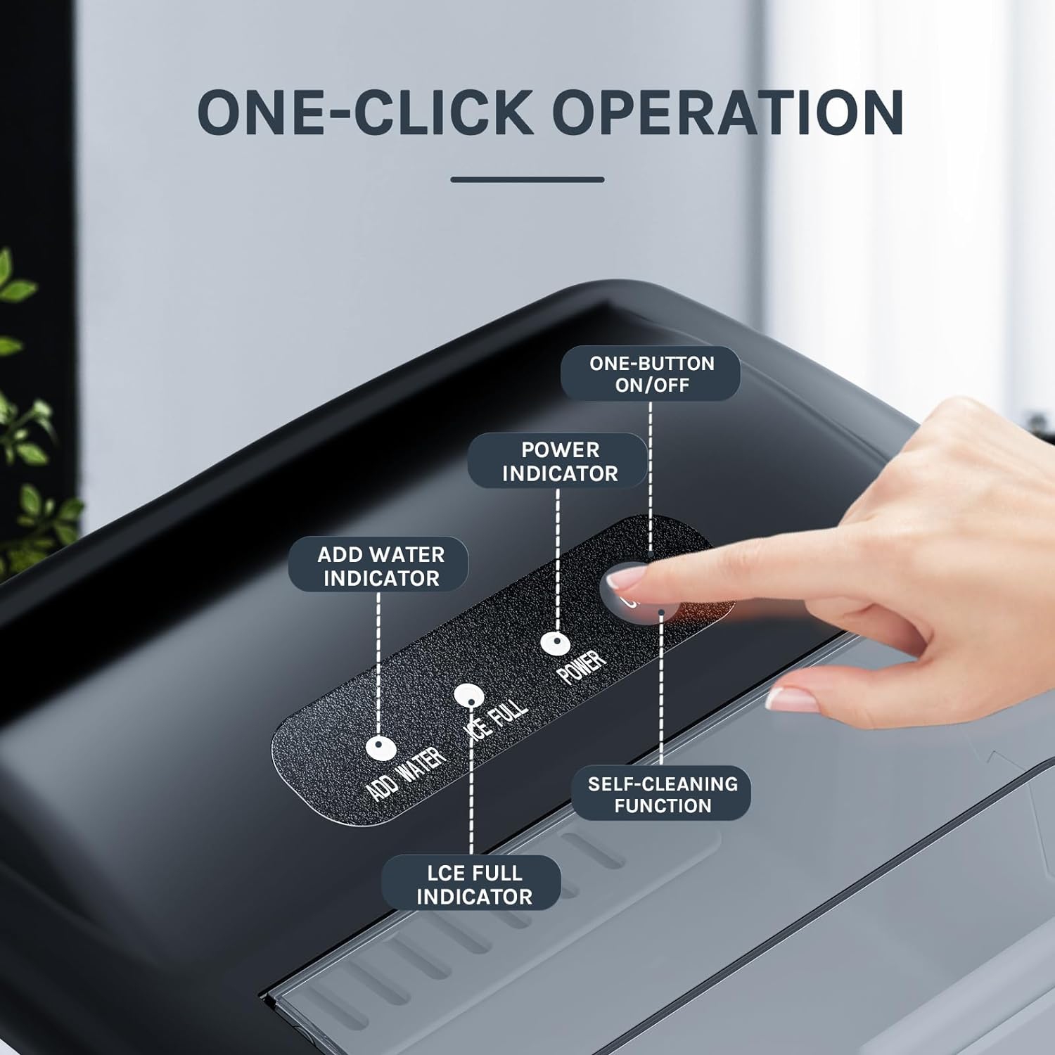 Kismile Ice Makers Countertop, 26Lbs/24H,9 Bullet Ice Ready in 7 Mins, Self-Cleaning Ice Maker with Ice Scoop and Basket for Home Office Kitchen -