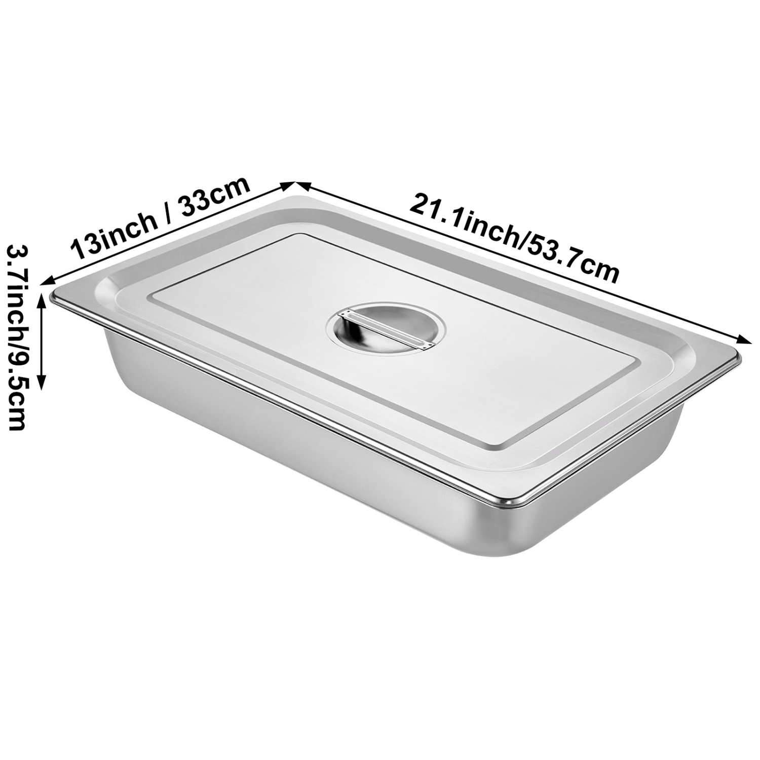 VEVOR 4 Pack Steam Table Pans 20.9 x 12.8 x 3.9 Inch Deep Steam Table Pan Full Size 13L Deep Food Container Stainless Steel Oven Tray Hotel Pans