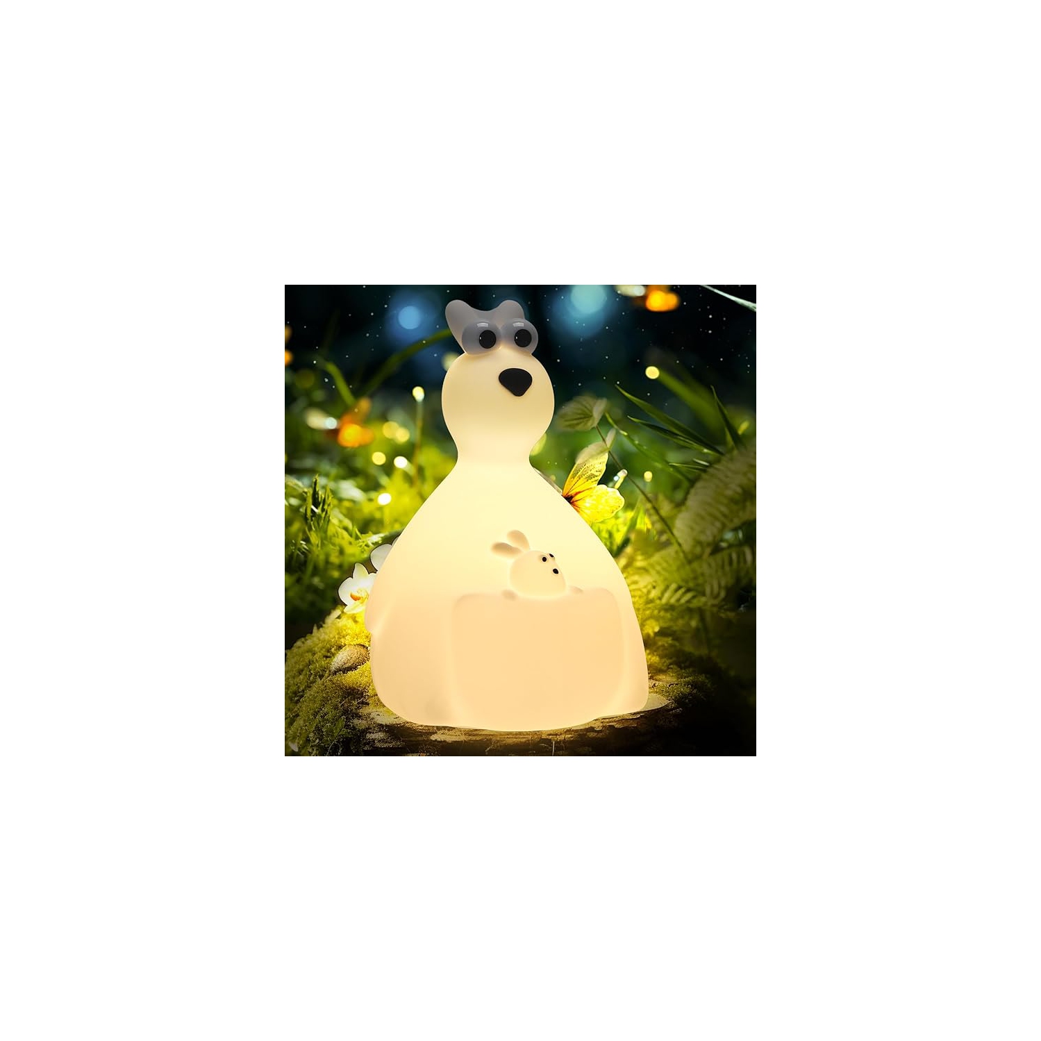 Veilleuse kangourou pour chambre d'enfant, veilleuse adorable en silicone pour chambre d'enfant, kangourou lumineux en silicone, lampe tactile pour
