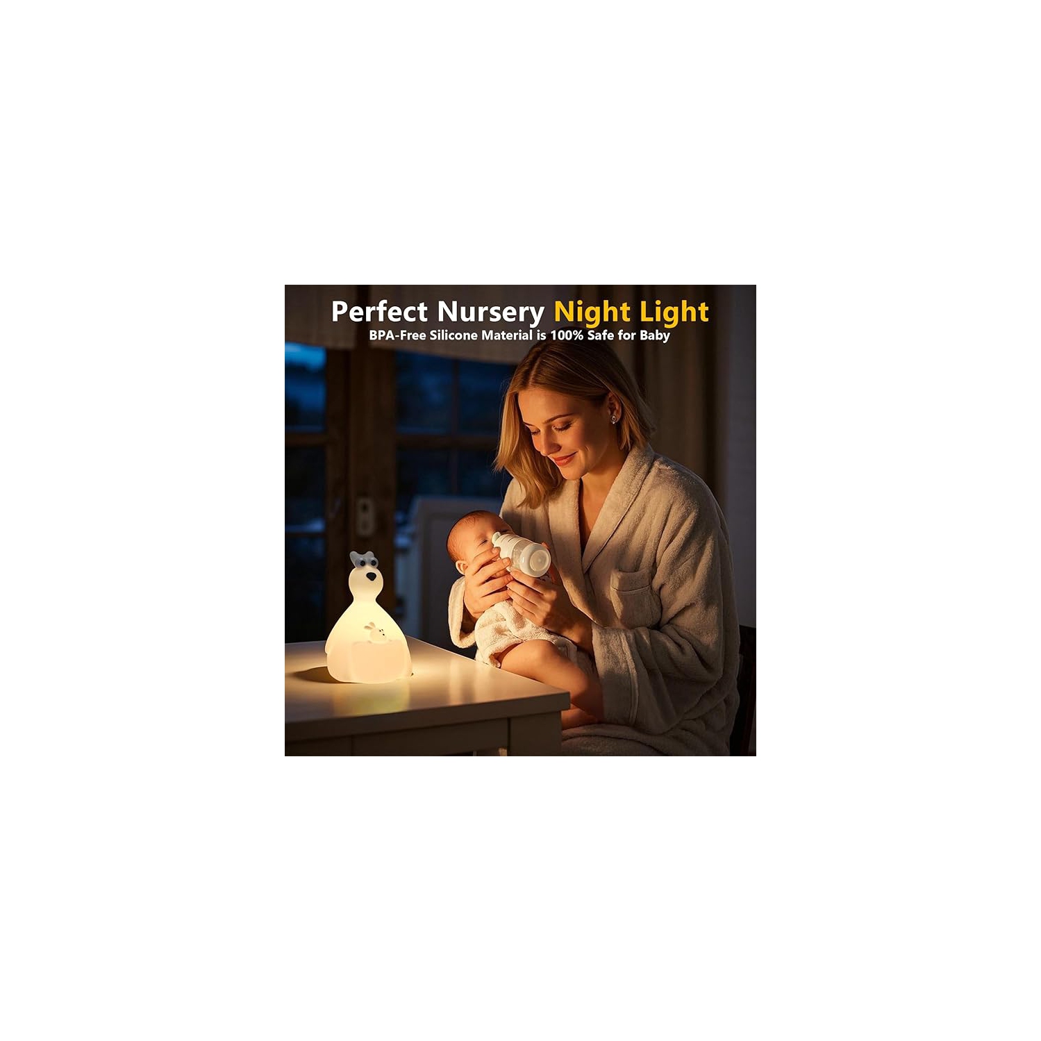 Veilleuse kangourou pour chambre d'enfant, veilleuse adorable en silicone pour chambre d'enfant, kangourou lumineux en silicone, lampe tactile pour