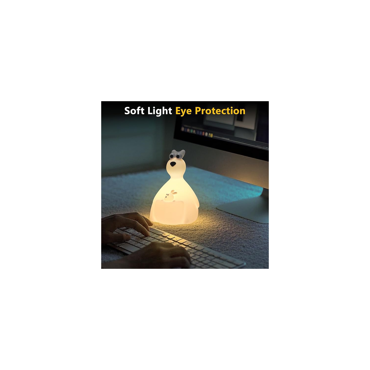 Veilleuse kangourou pour chambre d'enfant, veilleuse adorable en silicone pour chambre d'enfant, kangourou lumineux en silicone, lampe tactile pour