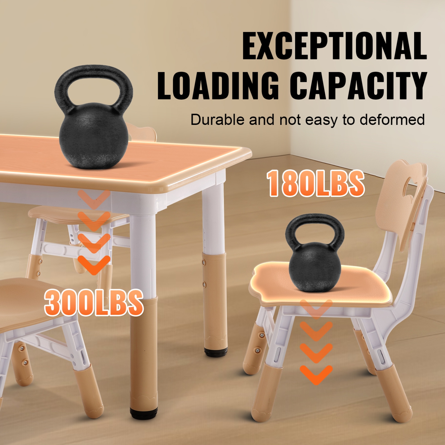 VEVOR Kids Table and 4 Chairs Set, Height Adjustable Toddler Table and Chair Set, Graffiti Desktop, Children Multi-Activity Table for Art, Craft,