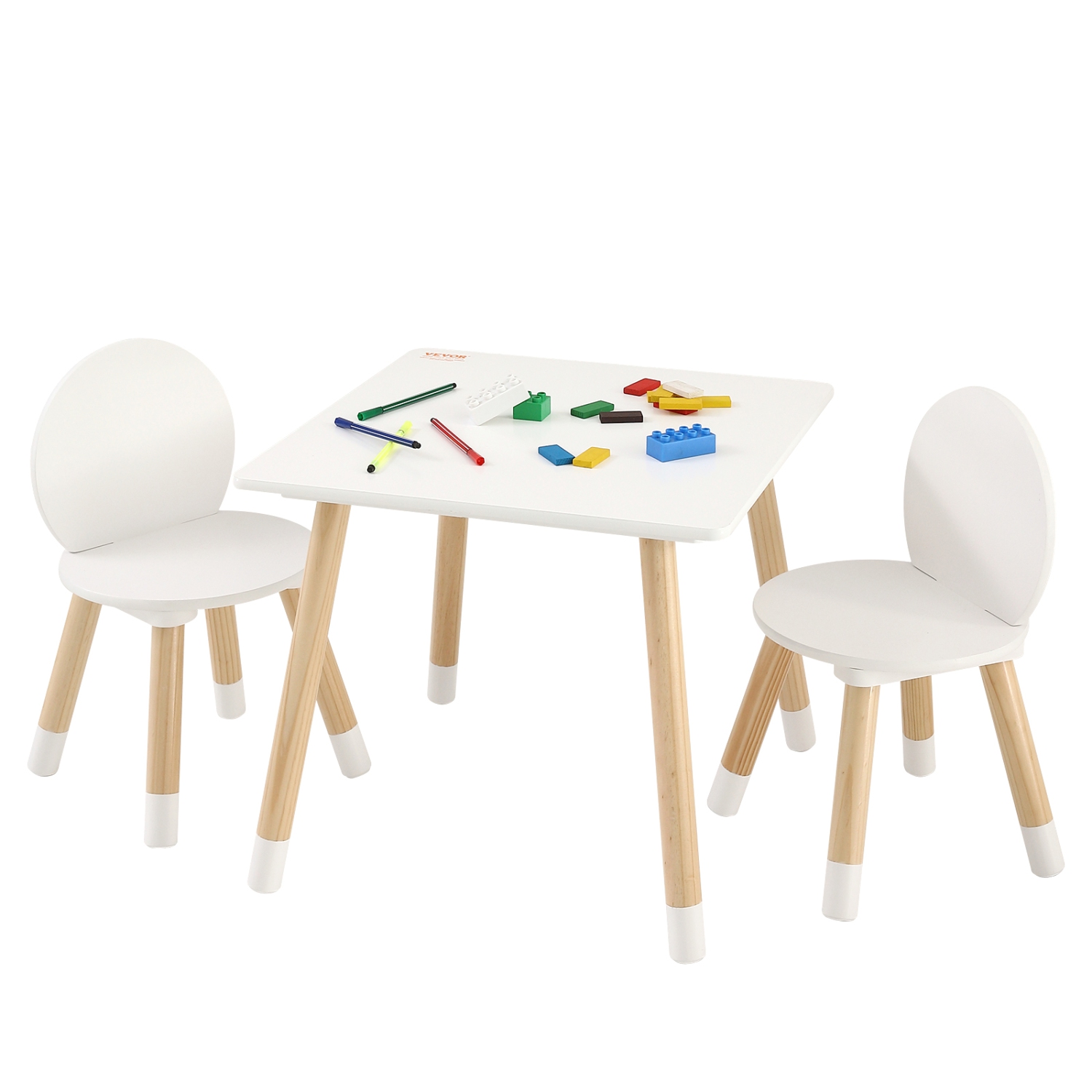 Ensemble avec table et 2 chaises pour enfants VEVOR, ensemble table et chaises pour tout-petits, table multi-activités pour enfants pour l'art,