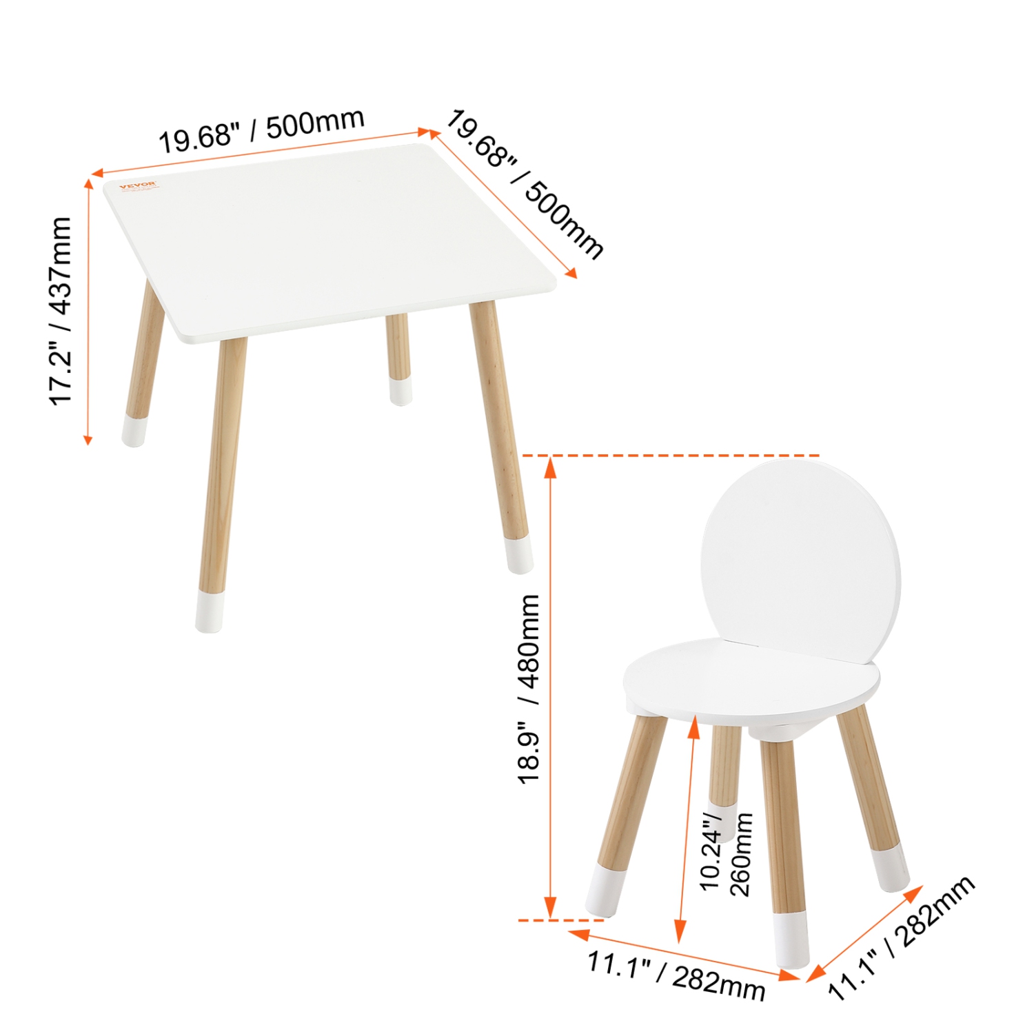 Ensemble avec table et 2 chaises pour enfants VEVOR, ensemble table et chaises pour tout-petits, table multi-activités pour enfants pour l'art,