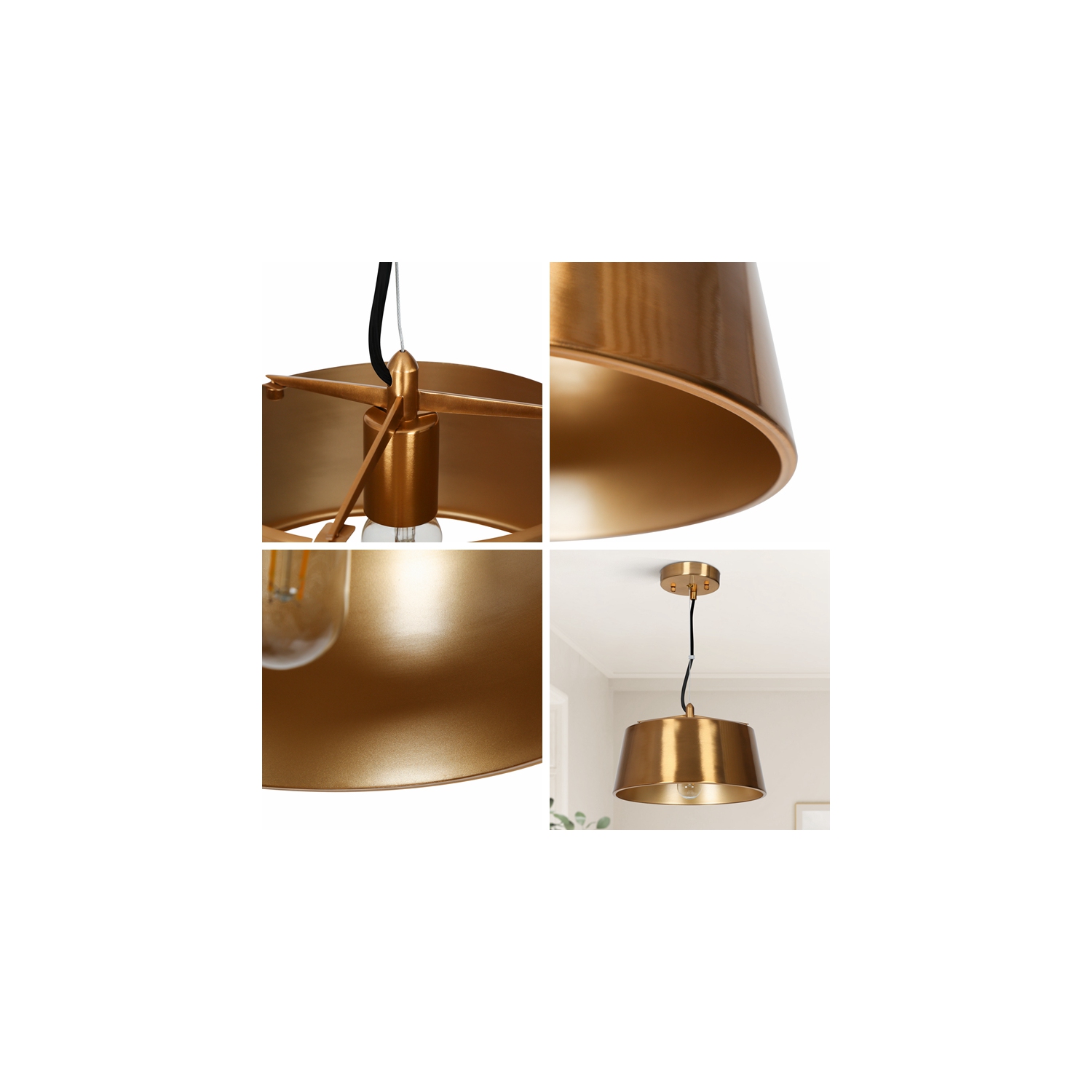 Tambour en laiton doré doré Uolfin Tambour Tambour moderne/contemporain Moyenne lampe suspendue pour îlot de cuisine