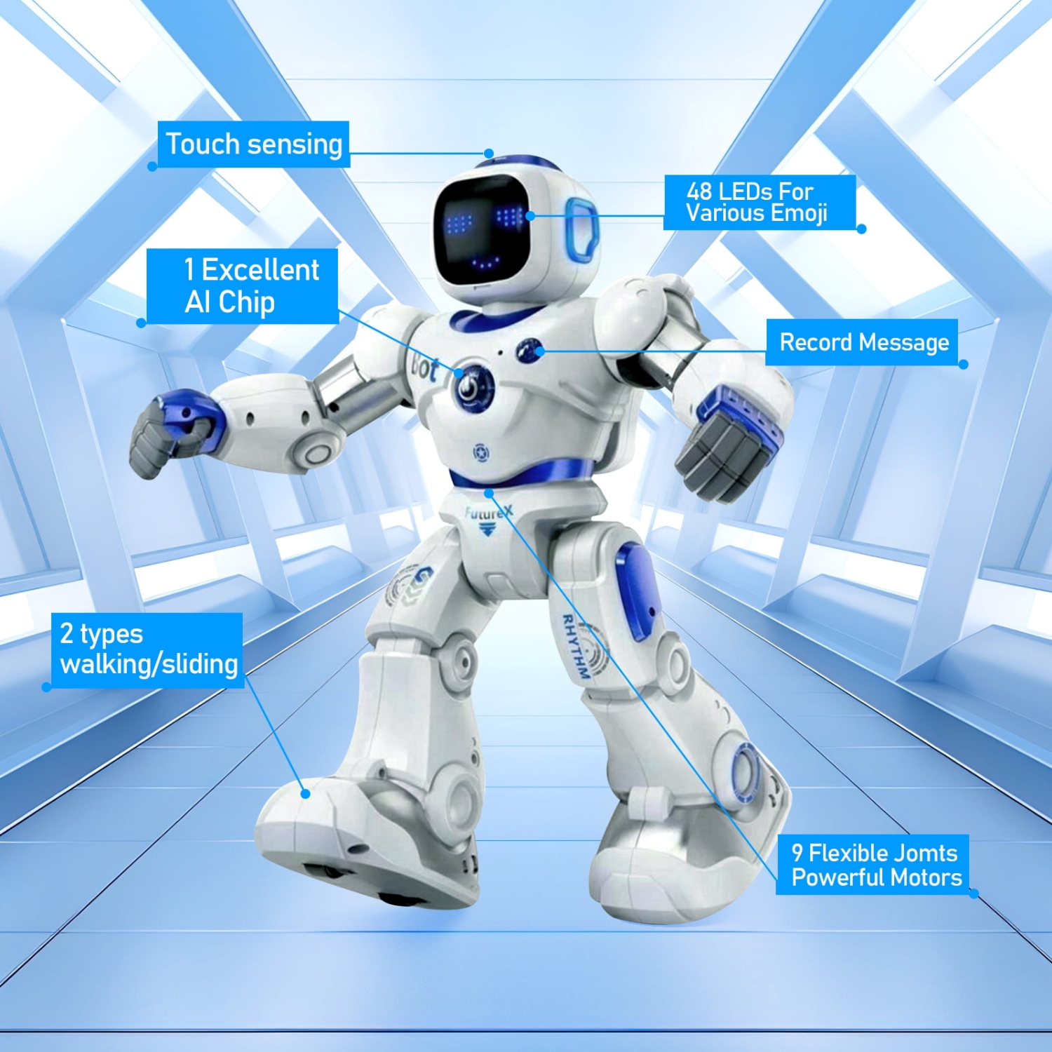 Smart Robots – Grand robot téléguidé interactif programmable avec commande vocale, commande par application, cadeau pour garçons et filles