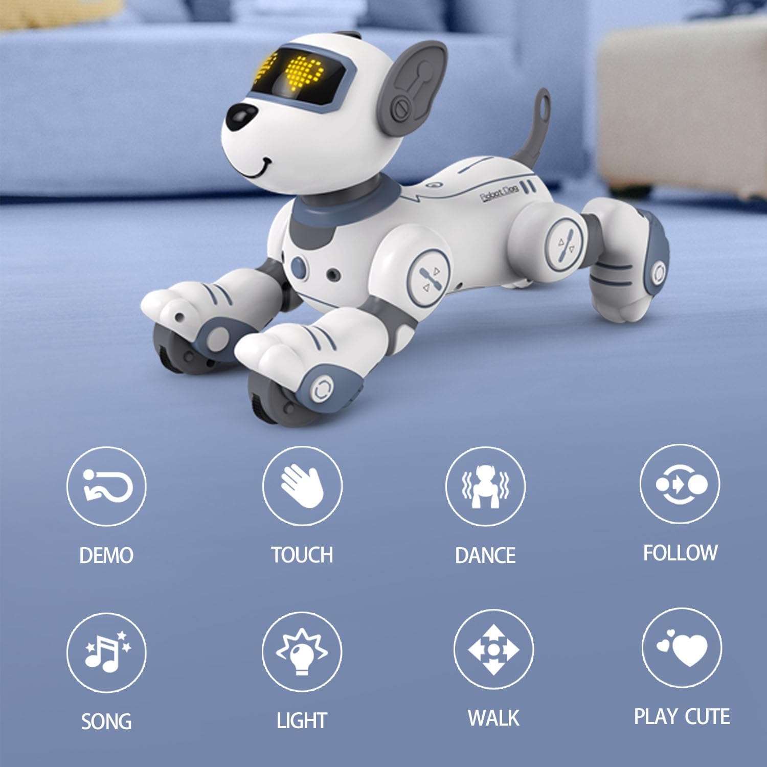 Chien robot télécommandé pour enfants, jouet robot interactif intelligent programmable, avec fonction de chant, de danse et de marche