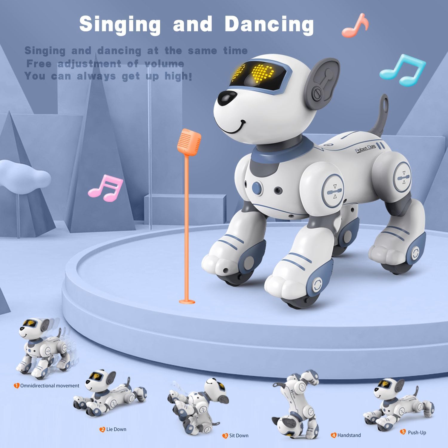 Chien robot télécommandé pour enfants, jouet robot interactif intelligent programmable, avec fonction de chant, de danse et de marche