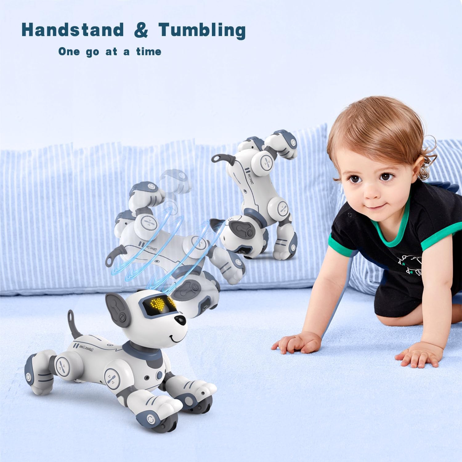 Chien robot télécommandé pour enfants, jouet robot interactif intelligent programmable, avec fonction de chant, de danse et de marche