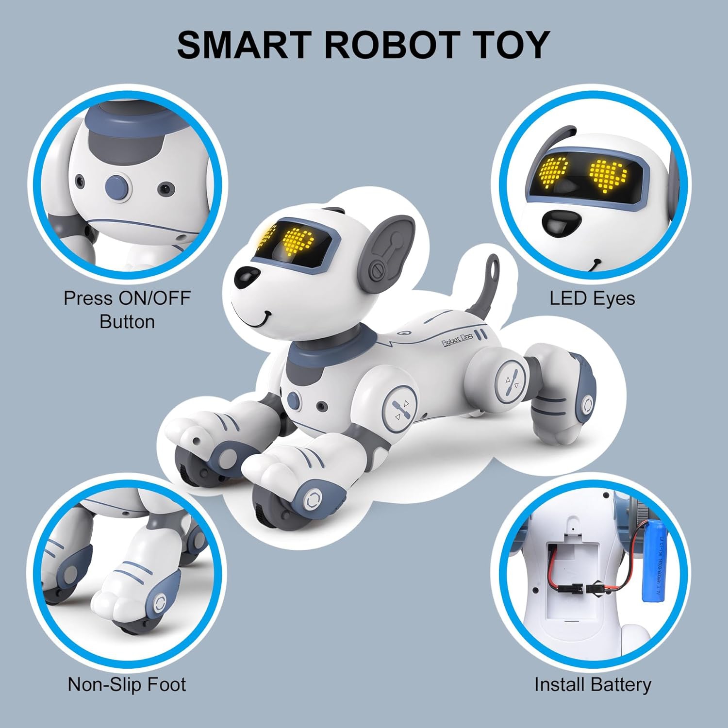 Chien robot télécommandé pour enfants, jouet robot interactif intelligent programmable, avec fonction de chant, de danse et de marche