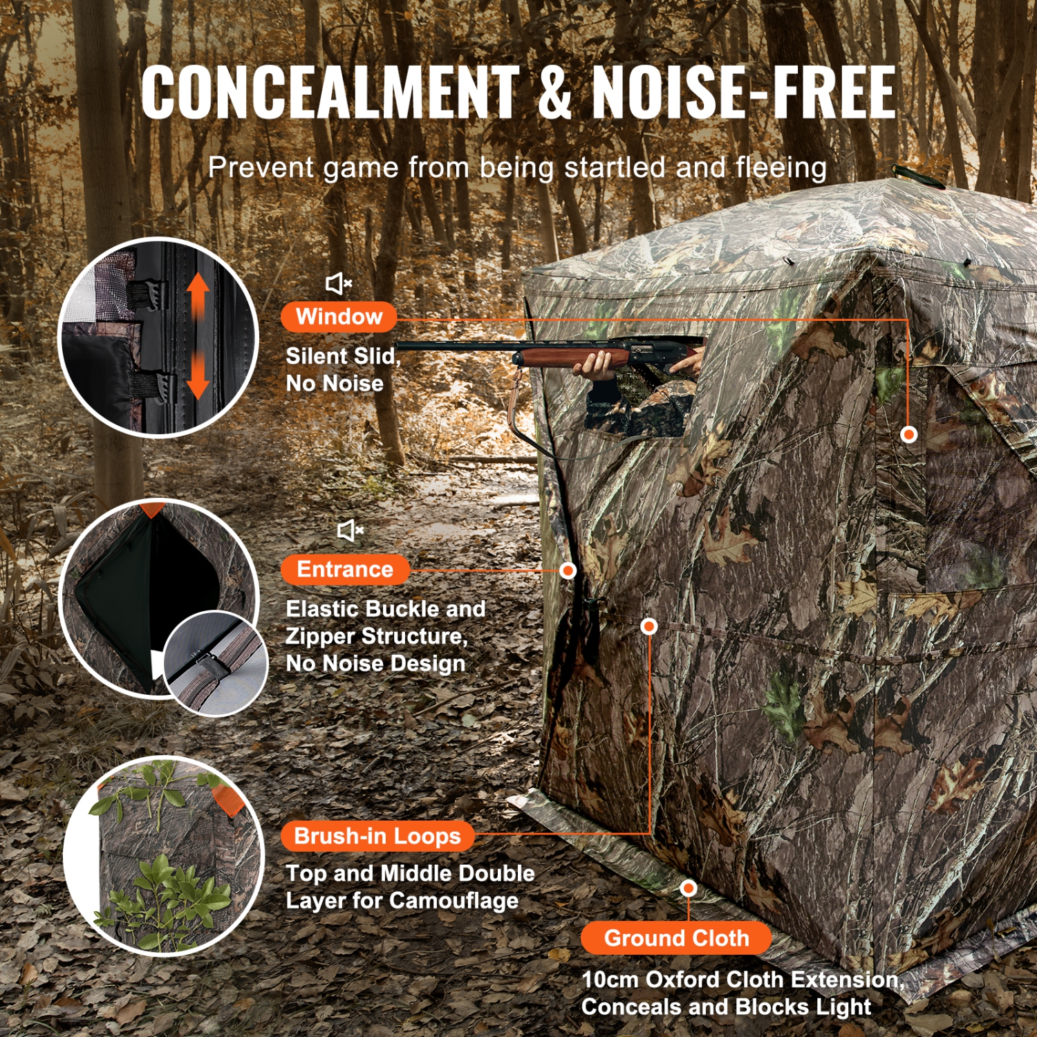 VEVOR 270°See Through Hunting Blind, 2-3 Person Pop Up Deer Blind for Hunting with Carrying Bag, Portable Resilient Hunting Tent, 3 Horizontal
