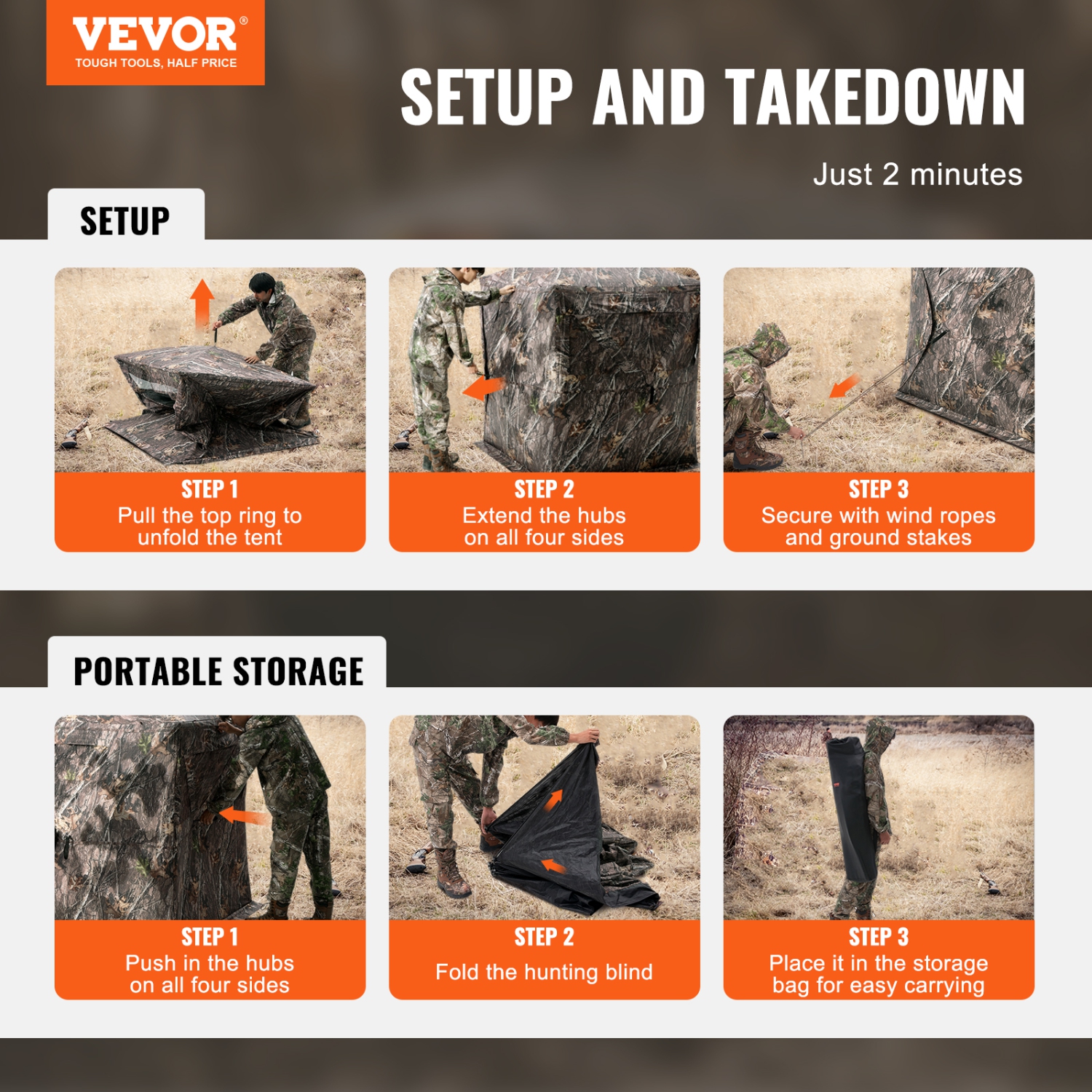 VEVOR 270°See Through Hunting Blind, 2-3 Person Pop Up Deer Blind for Hunting with Carrying Bag, Portable Resilient Hunting Tent, 3 Horizontal