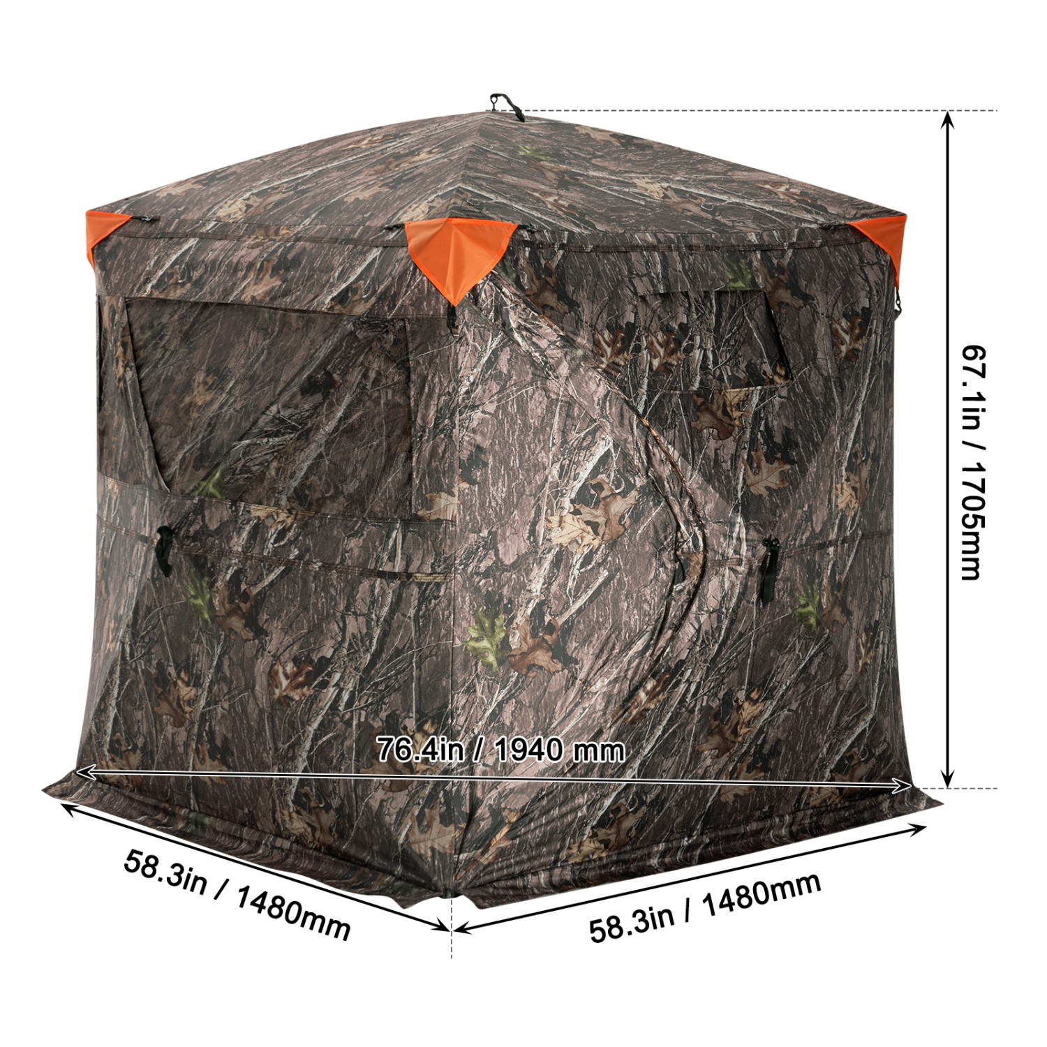 VEVOR 270°See Through Hunting Blind, 2-3 Person Pop Up Deer Blind for Hunting with Carrying Bag, Portable Resilient Hunting Tent, 3 Horizontal