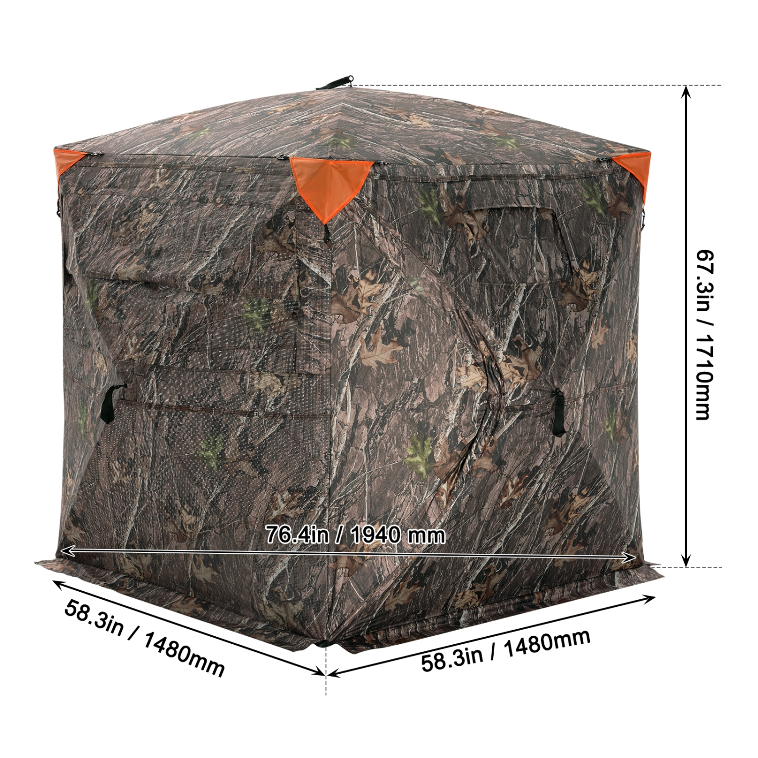 VEVOR 270° See Through Hunting Blind, 2-3 Person Pop Up Deer Blind for Hunting with Carrying Bag, Resilient Hunting Tent, One-Way See-Through Mesh