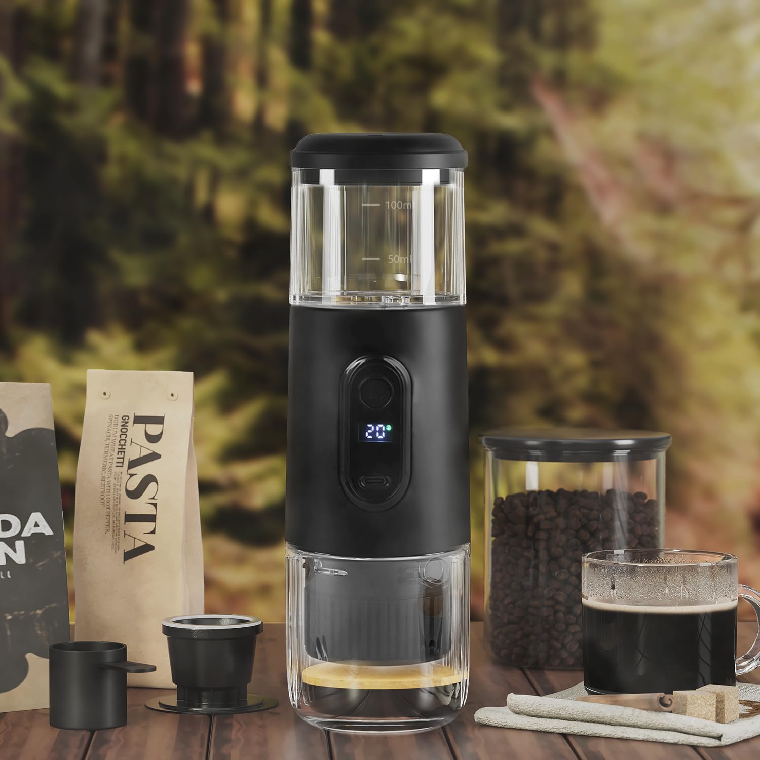 Portable Electric Espresso Coffee Machine,Wireless Coffee Maker,Self-Heating Capsule Coffee Maker for Camping RV Hiking