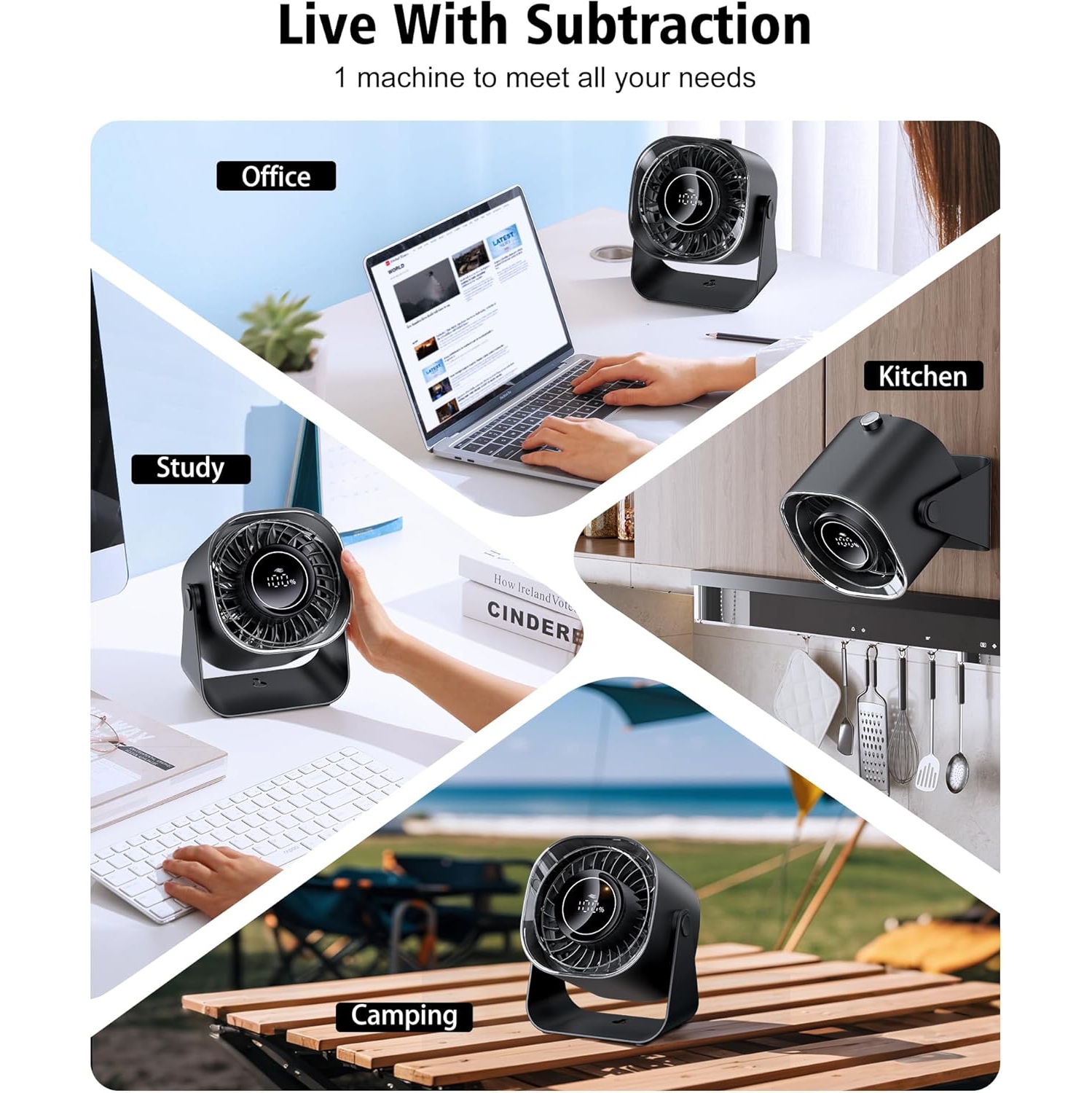 Desk Fan,Quiet Portable Fan,Air Circulator Fan with 100 Speeds,Digital Display Small Table Fas for Bedroom Office KitchenTravel Camping