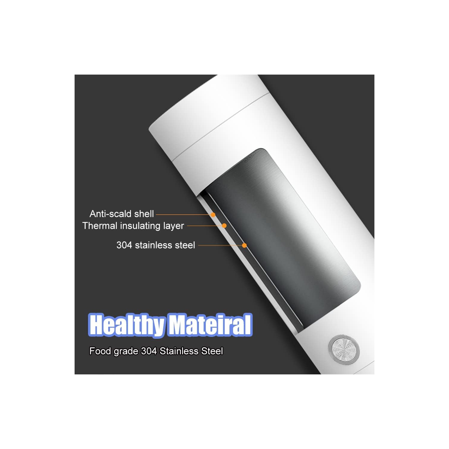 Portable Electric Kettle,Fast Boiling 400ML Hot Water Boiler Bottle,Electric Heated Cup Travel Kettle for Making Tea Coffee