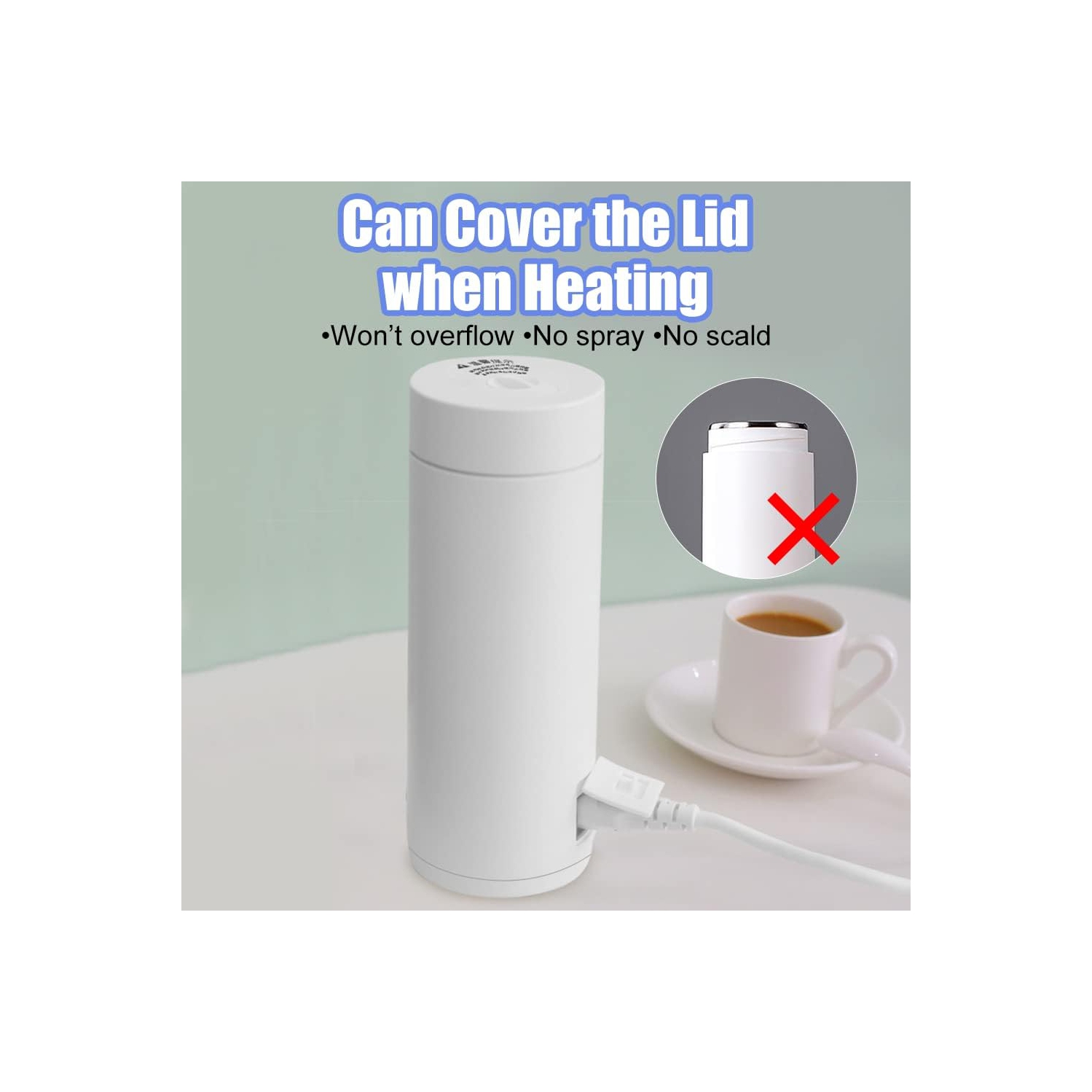 Portable Electric Kettle,Fast Boiling 400ML Hot Water Boiler Bottle,Electric Heated Cup Travel Kettle for Making Tea Coffee