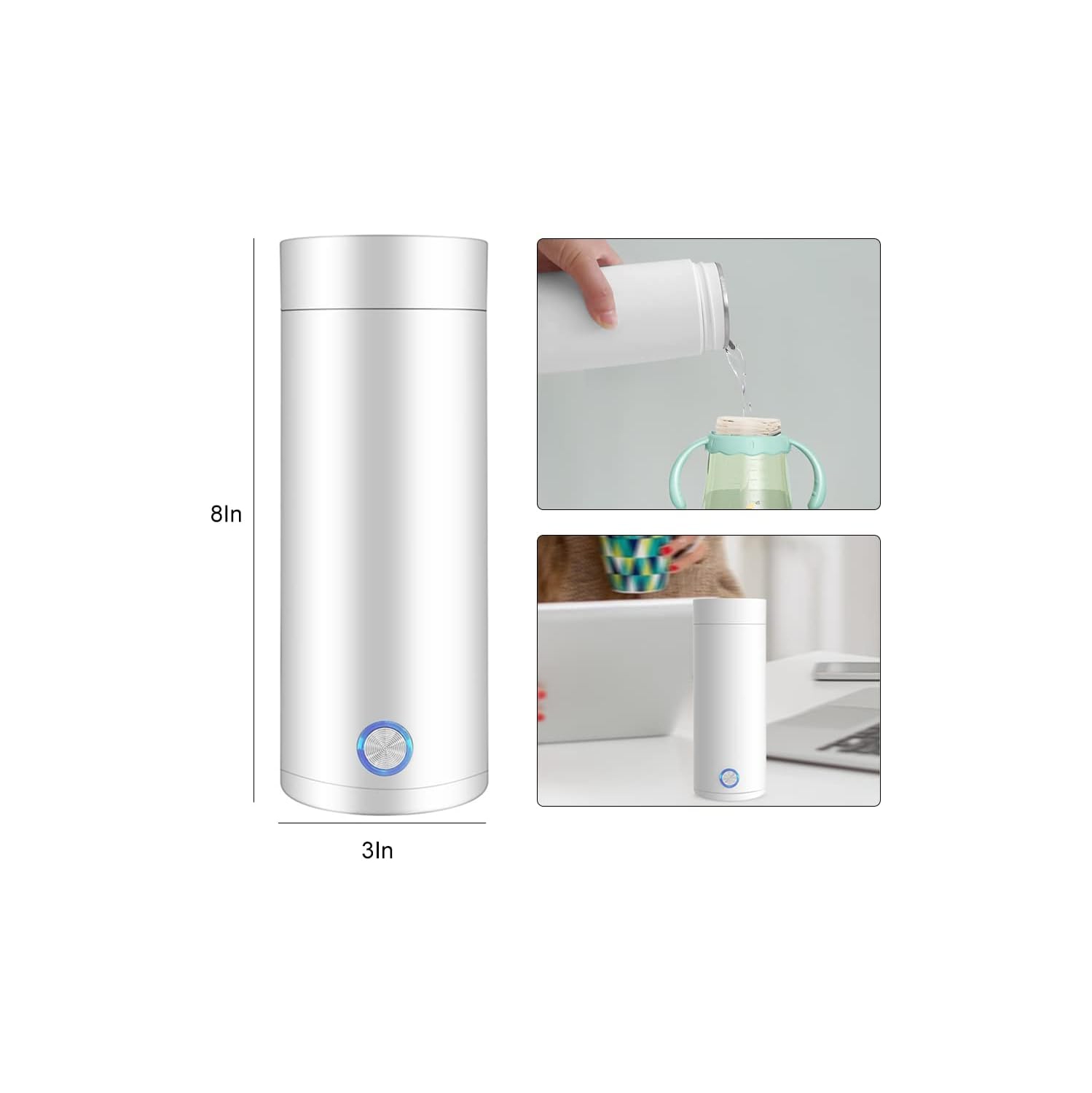 Portable Electric Kettle,Fast Boiling 400ML Hot Water Boiler Bottle,Electric Heated Cup Travel Kettle for Making Tea Coffee