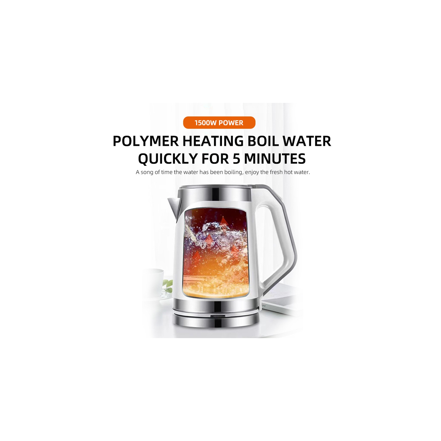 Bouilloire électrique de 2 L Chaudière à grand volume 1500 W Bouilloire électrique à ébullition rapide Protection contre l'ébullition et le